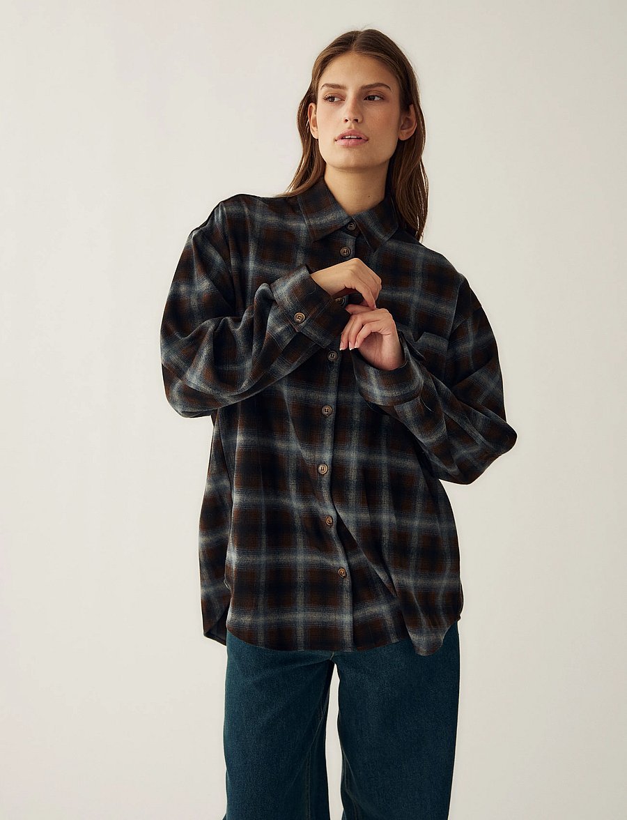 Noella - N-Marlon Shirt - overshirts - danne brown blue check - 0