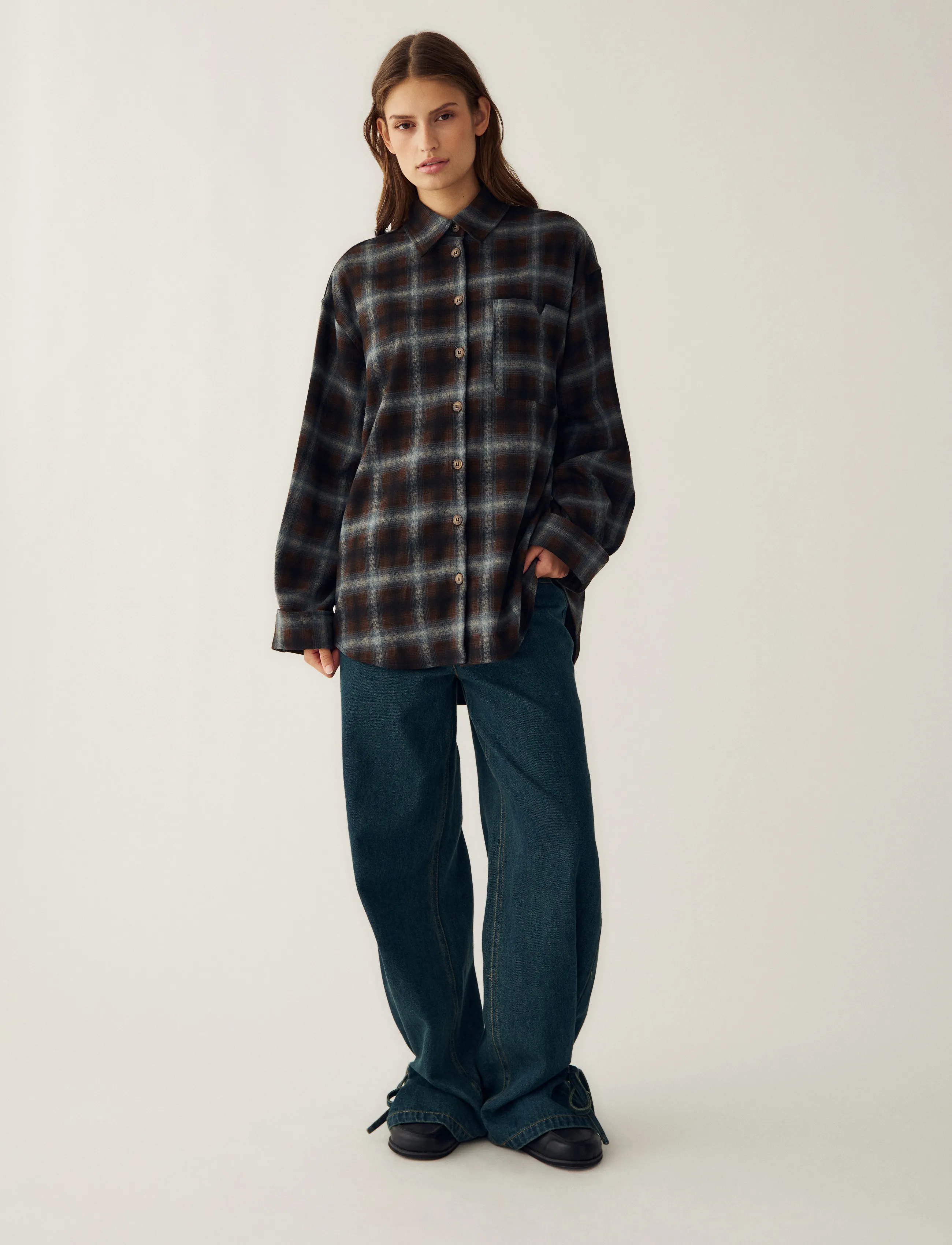 Noella - N-Marlon Shirt - overshirts - danne brown blue check - 5
