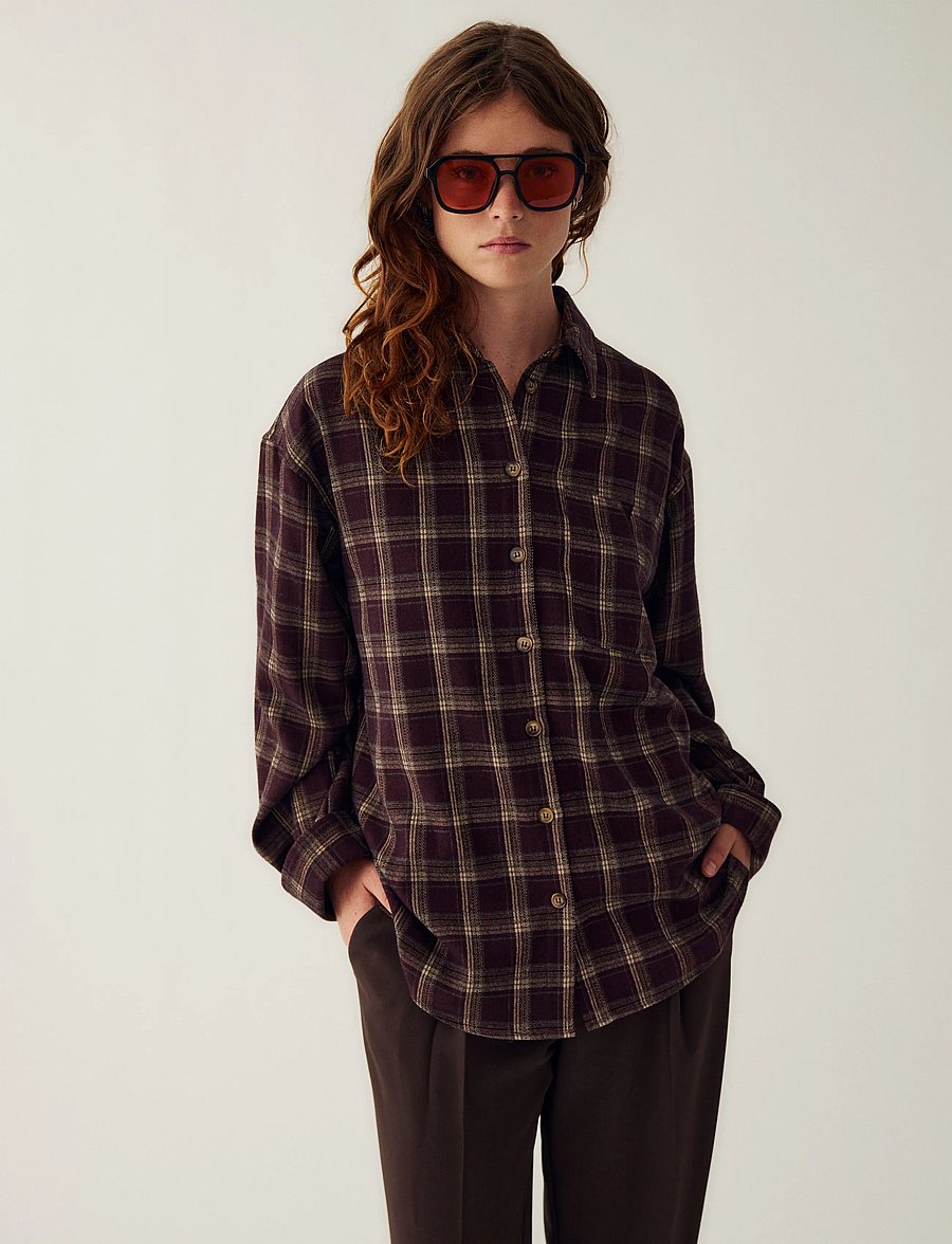 Noella - N-Marlon Shirt - long-sleeved shirts - dafnee brown check - 0