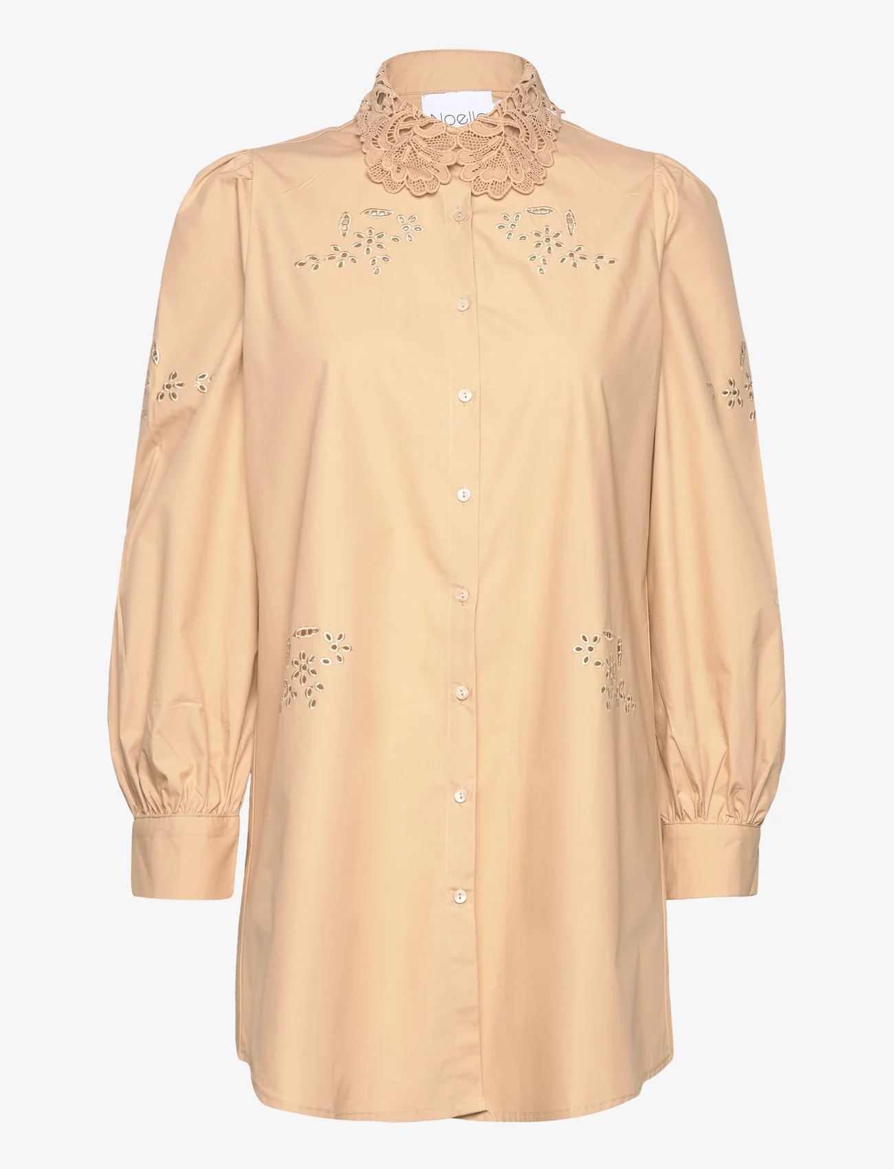 Noella - Lucille Long Shirt Cotton - long-sleeved shirts - camel - 0