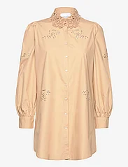 Noella - Lucille Long Shirt Cotton - pitkähihaiset paidat - camel - 0