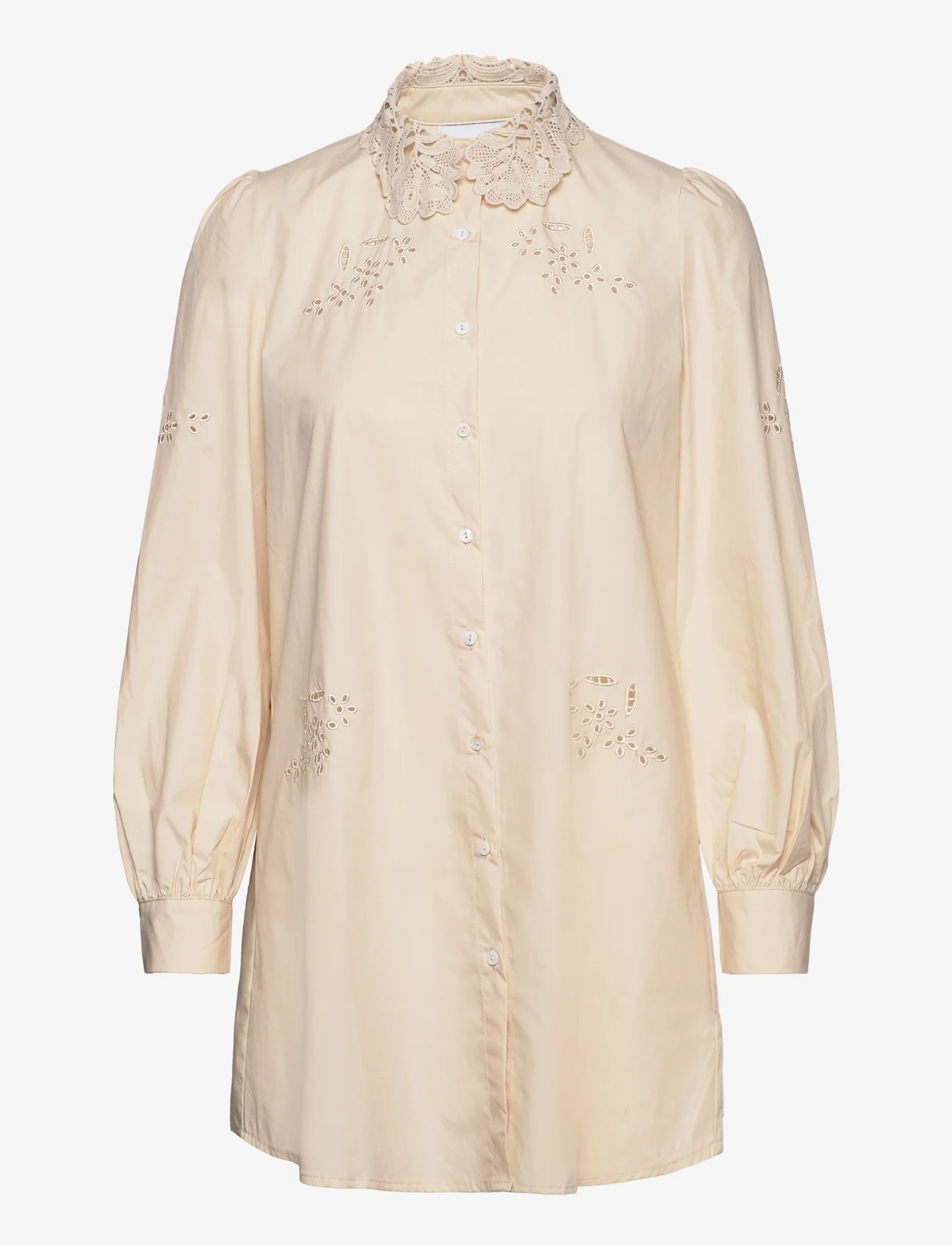 Noella - Lucille Long Shirt Cotton - long-sleeved shirts - sand - 0