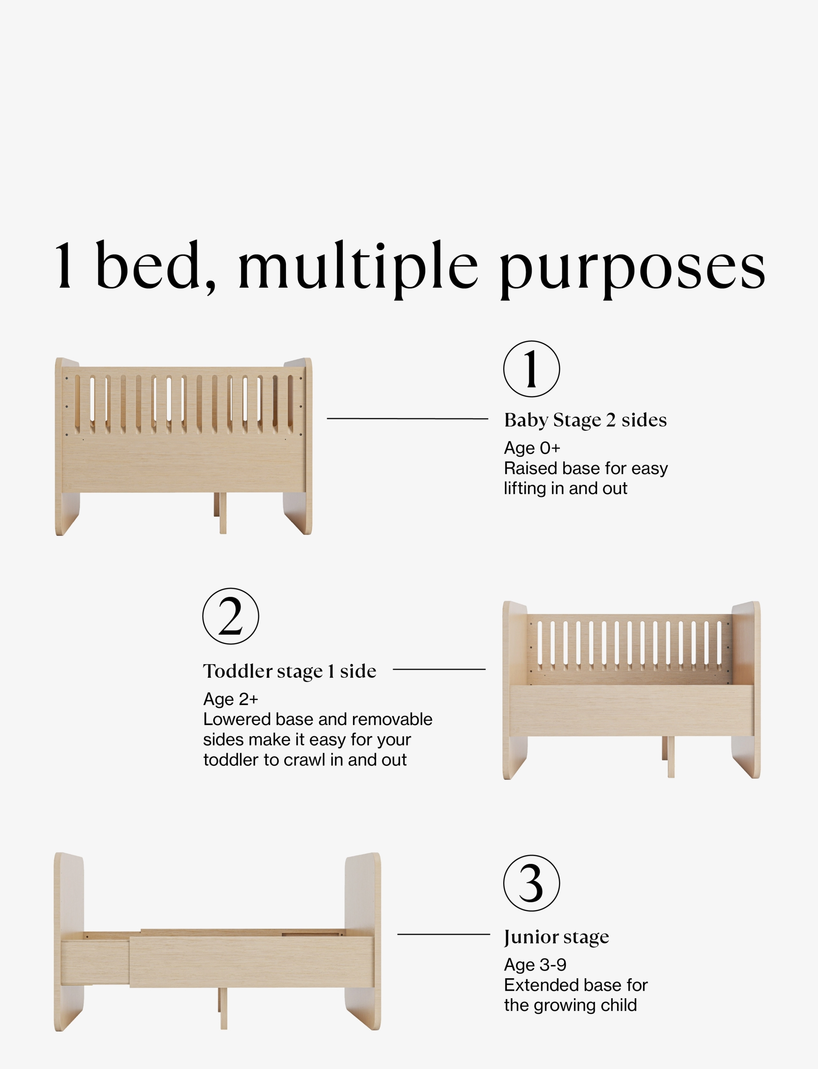 Nofred - Baby & Junior Seng - tremmesenge - oak - 2