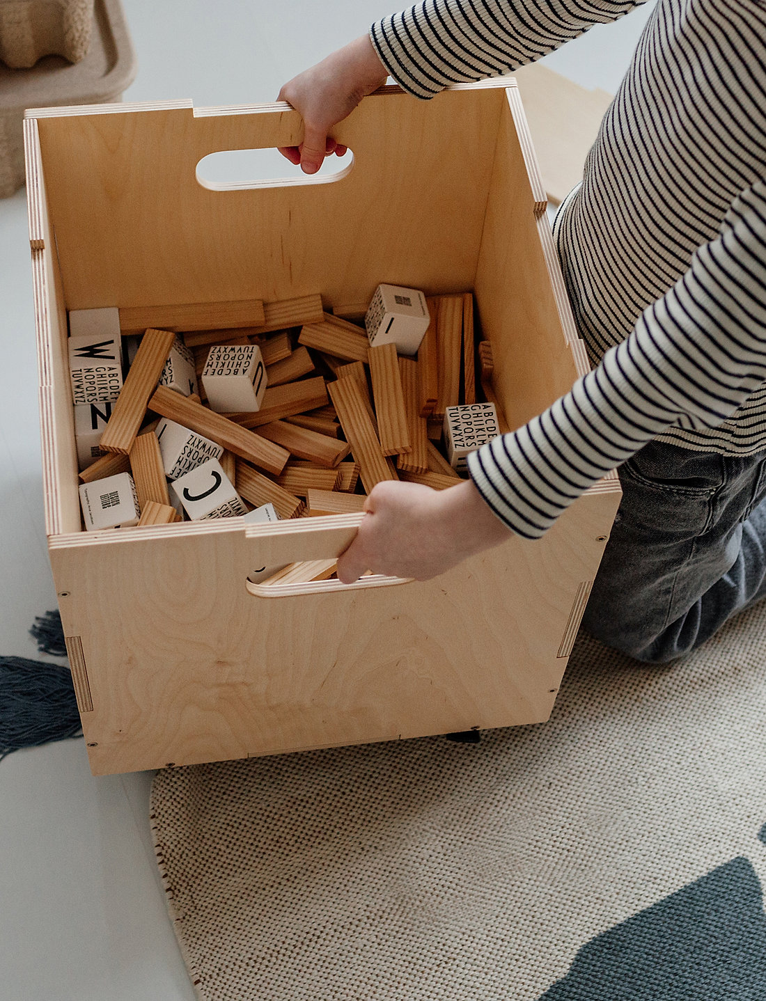 Wood cube storage box deals