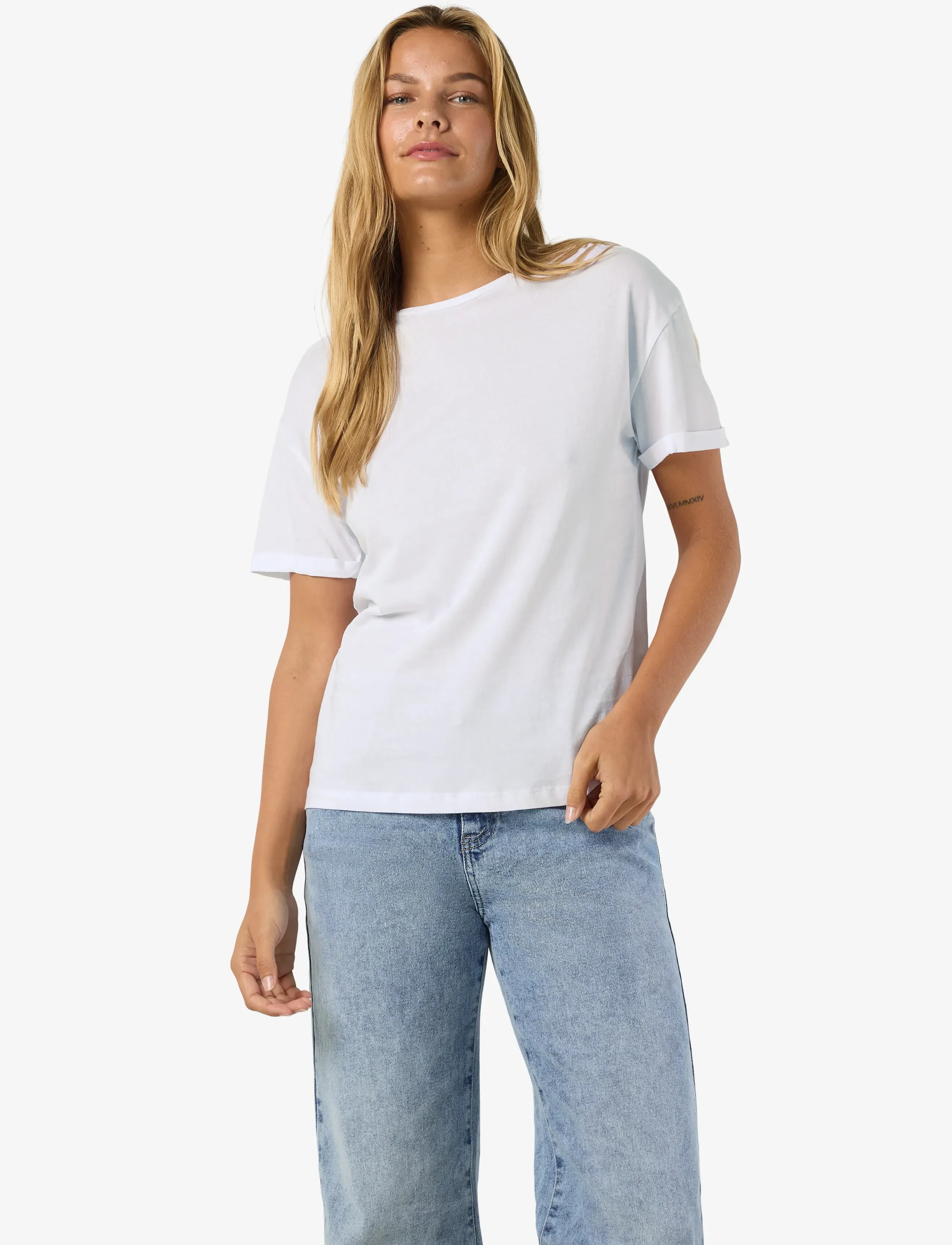NOISY MAY NMBRANDY S/S TOP NOOS - T-shirts & Toppar - BRIGHT WHITE / white