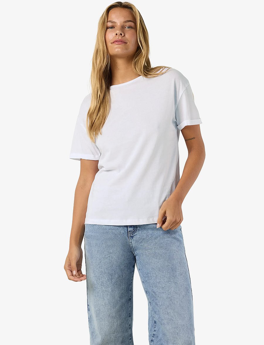 NOISY MAY - NMBRANDY S/S TOP NOOS - t-shirts - bright white - 0