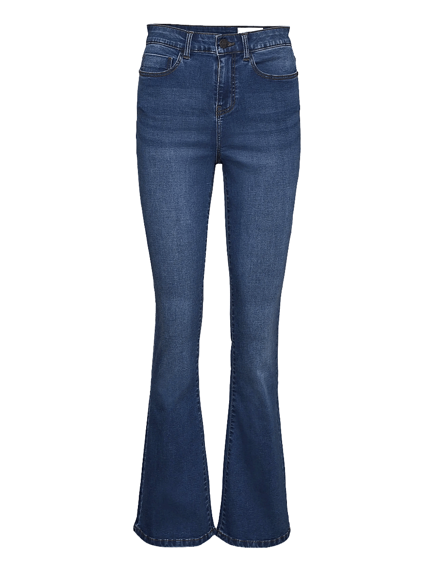 NOISY MAY - NMSALLIE HW SK FLARED VI021MB NOOS - utsvängda jeans - medium blue denim - 1