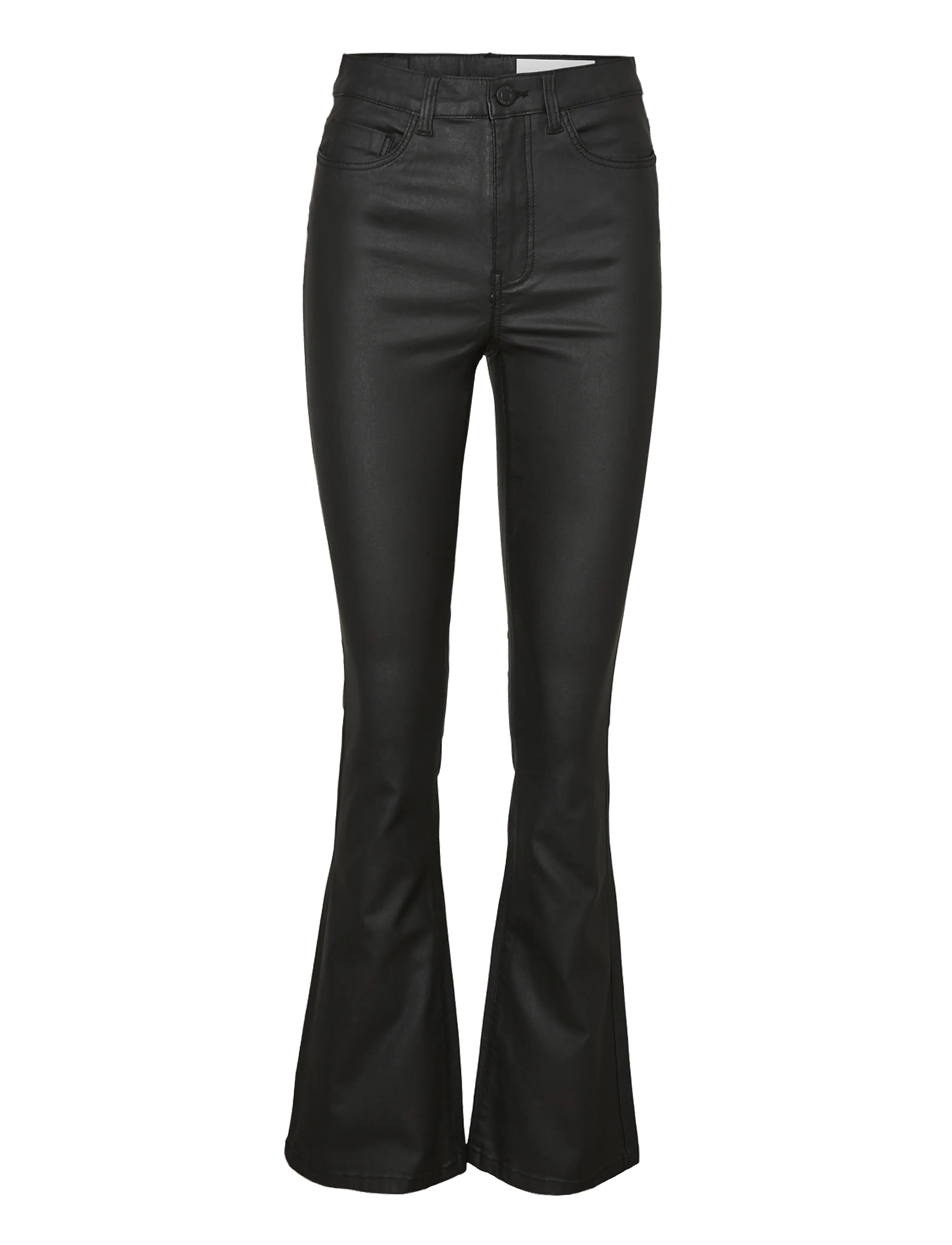 NOISY MAY - NMSALLIE HW FLARE COATED PANTS NOOS - flares - black - 1