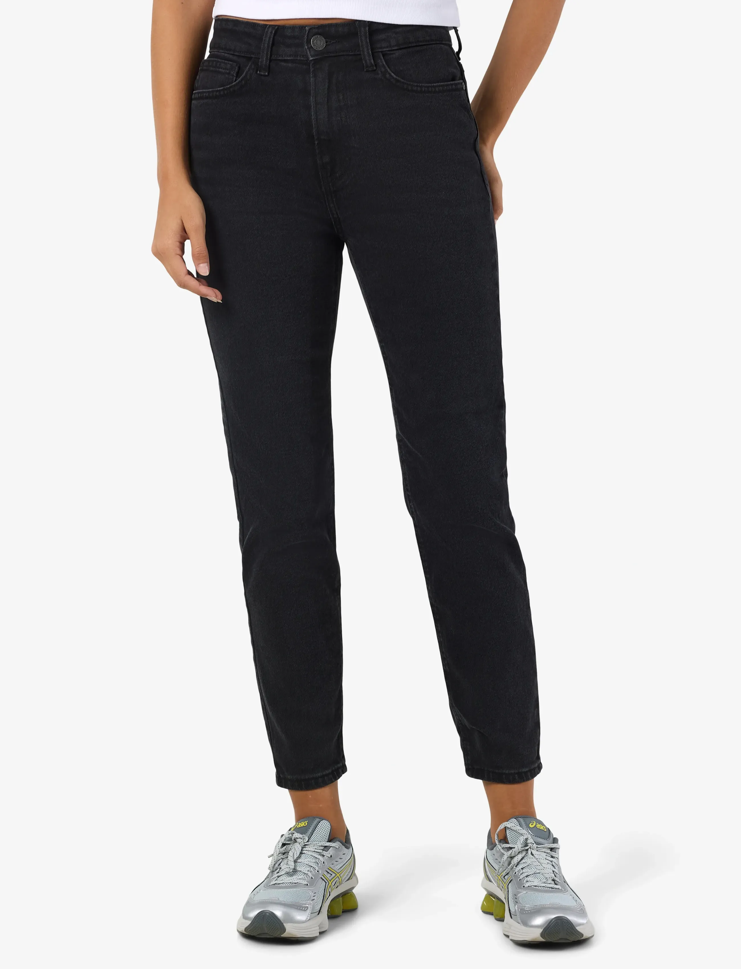 NOISY MAY NMMONI HW ST ANK BLACK JEANS NOOS - Tøj - BLACK DENIM / black