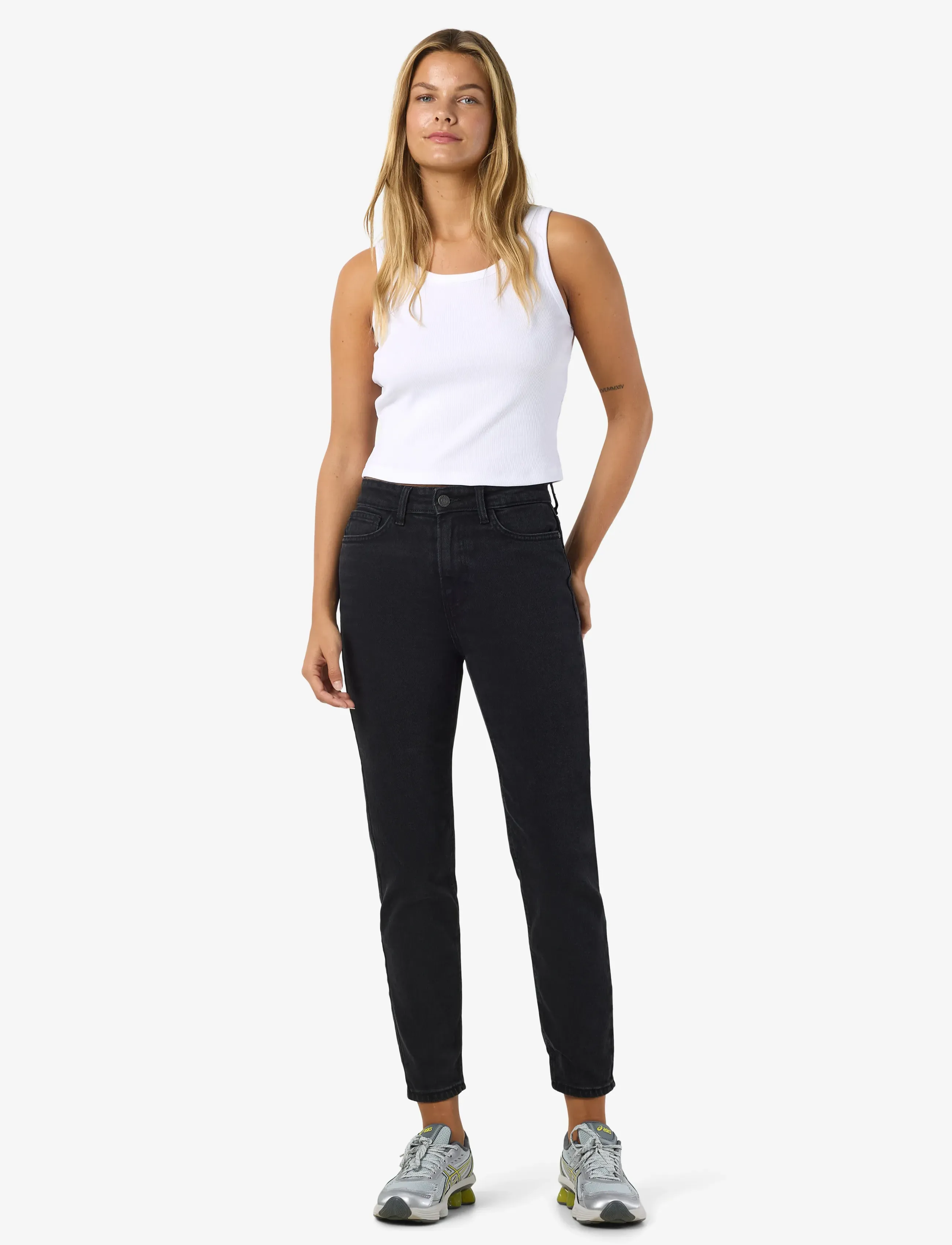 NOISY MAY - NMMONI HW ST ANK BLACK JEANS NOOS - slim fit jeans - black denim - 3