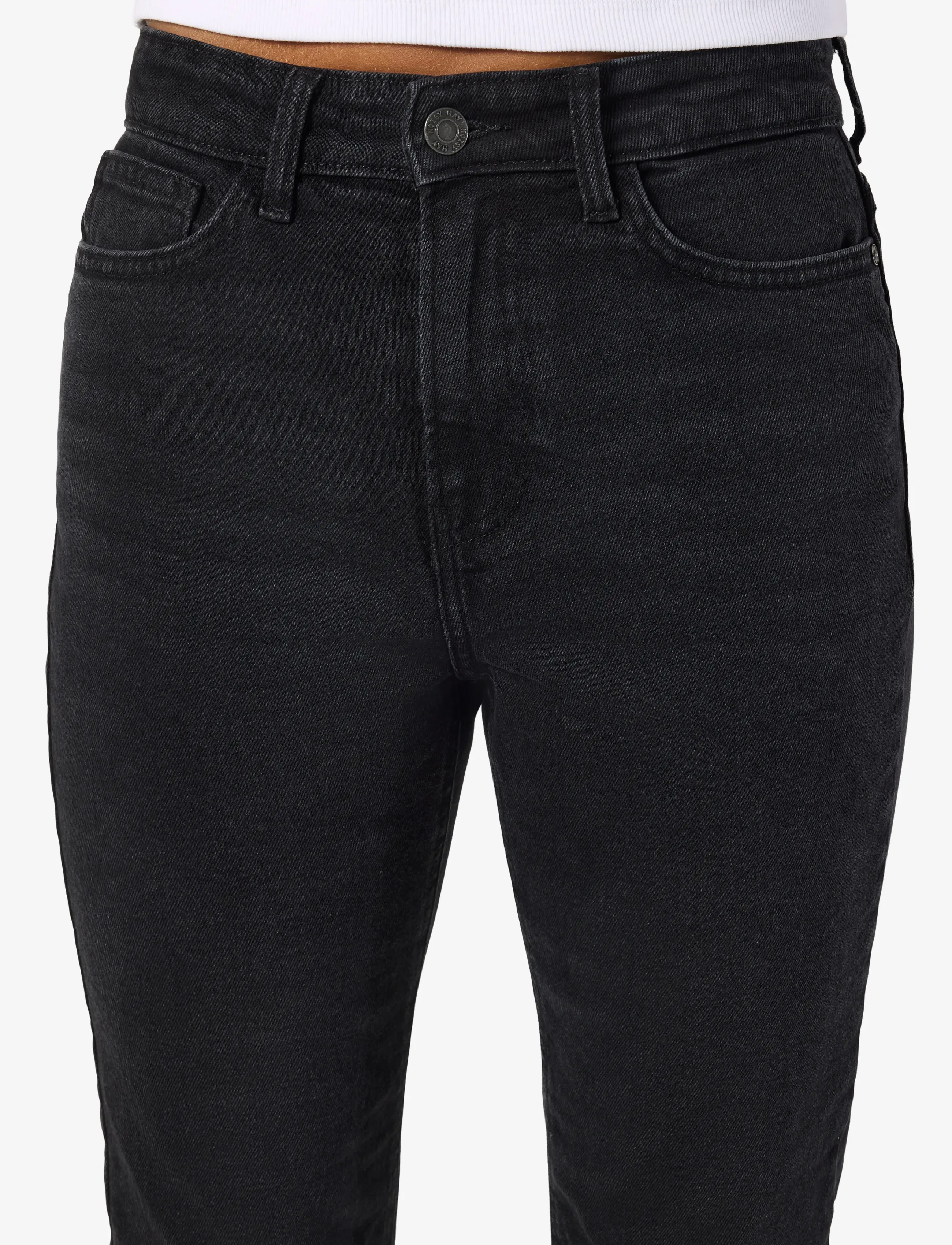 NOISY MAY - NMMONI HW ST ANK BLACK JEANS NOOS - slim fit jeans - black denim - 5