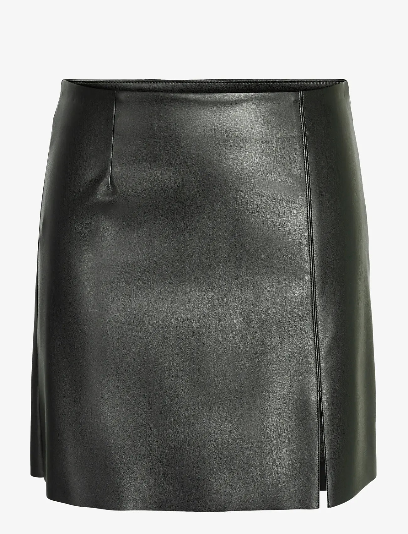 NOISY MAY - NMCLARA PENNY PU HW SLIT SKIRT NOOS - korta kjolar - black - 1