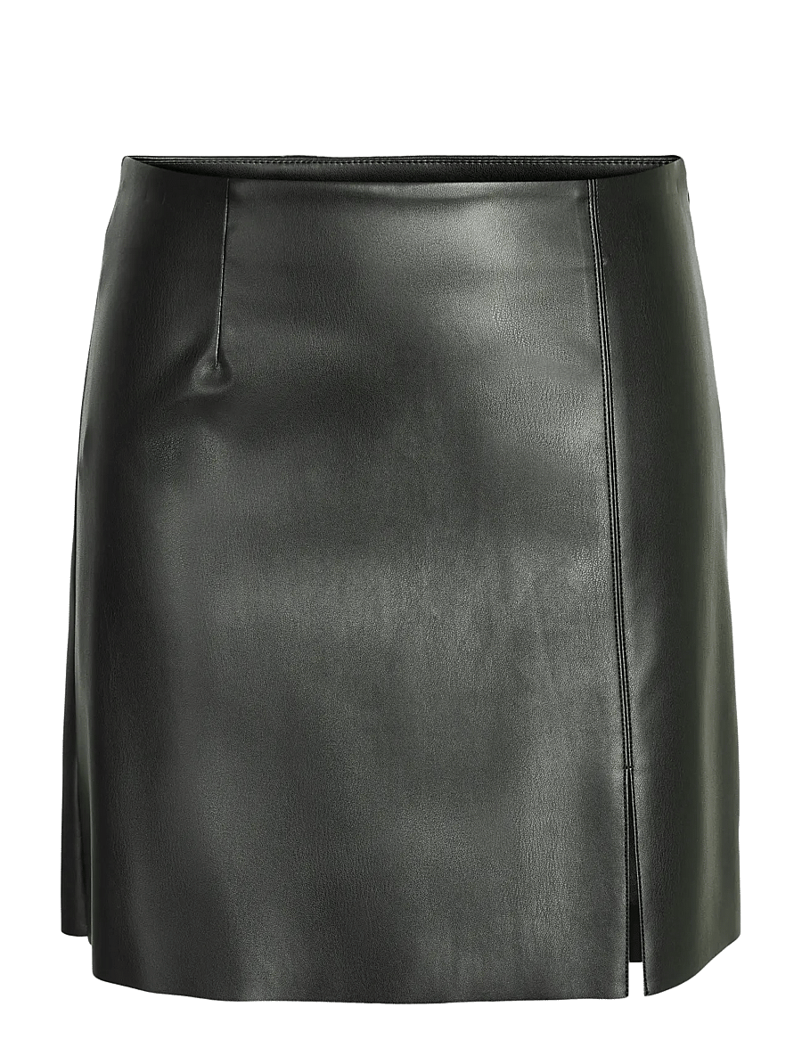 NOISY MAY - NMCLARA PENNY COATED HW SLIT SKIRT NOOS - kurze röcke - black - 1
