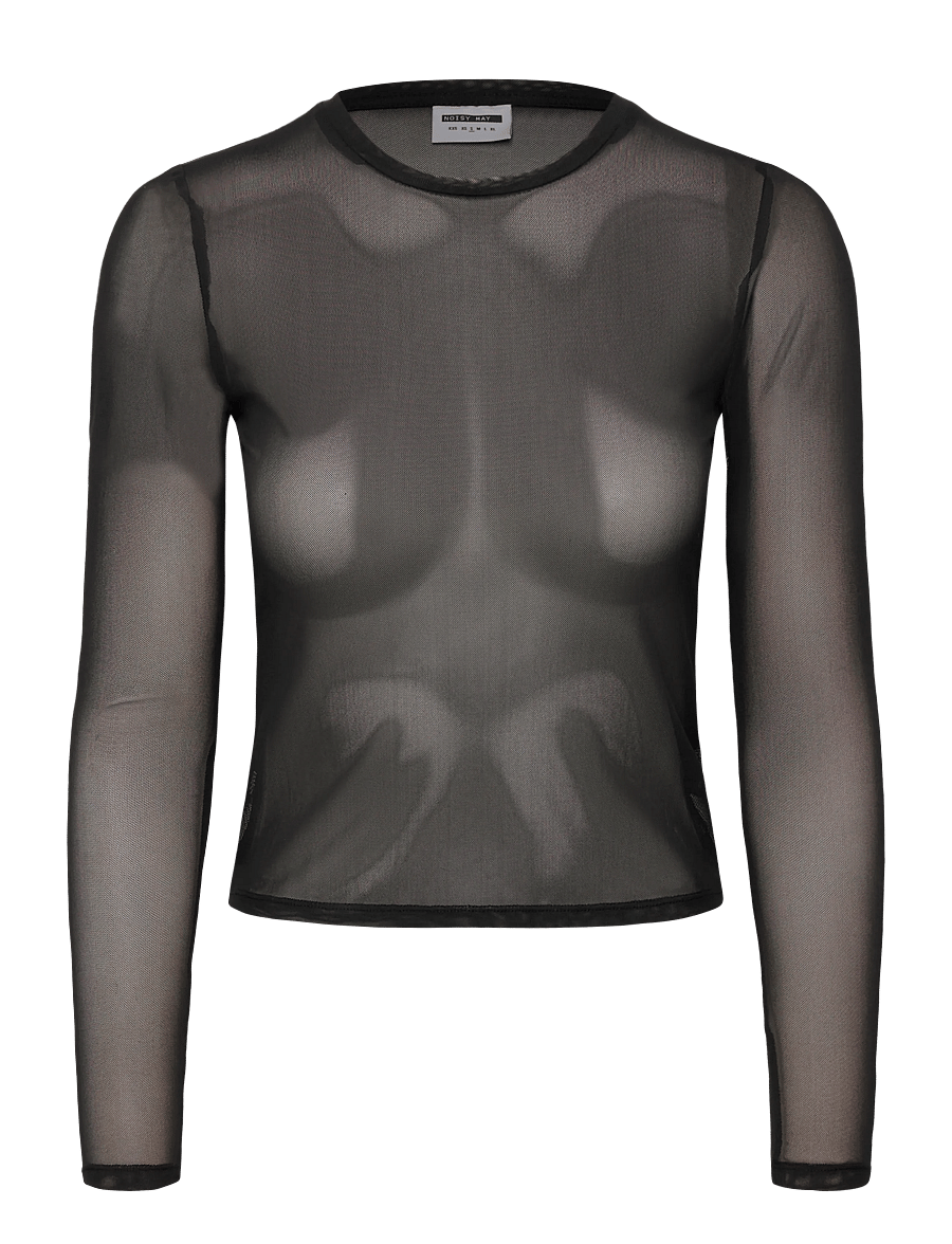 NOISY MAY - NMJUDITH L/S MESH TOP BG NOOS - langærmede bluser - black - 1