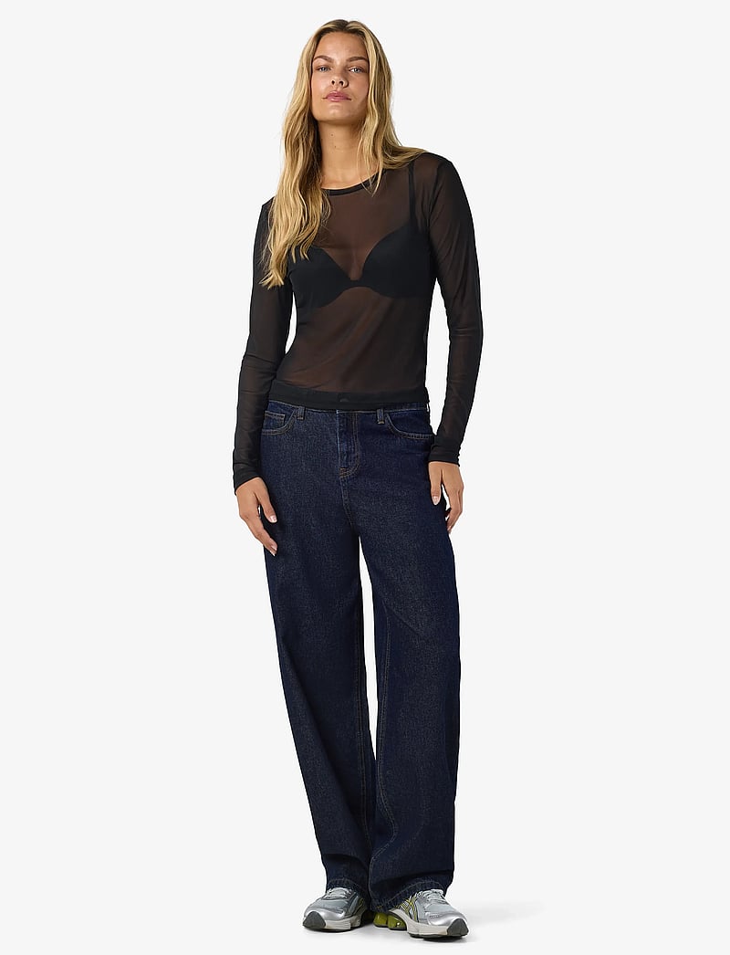 NOISY MAY - NMJUDITH L/S MESH TOP BG NOOS - langärmlige blusen - black - 3