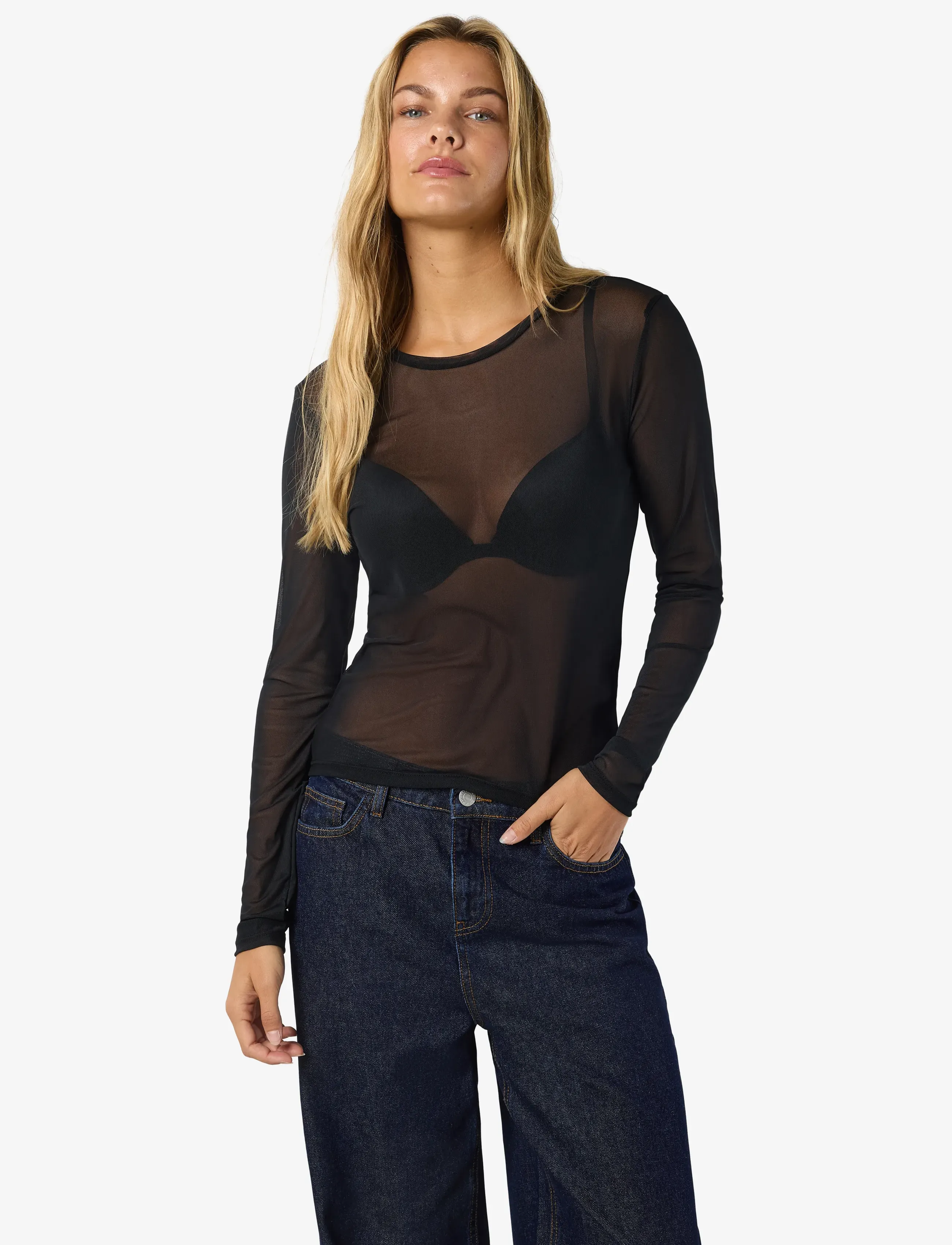NOISY MAY Nmjudith L/S Mesh Top Bg Noos blusar dam – bild 5