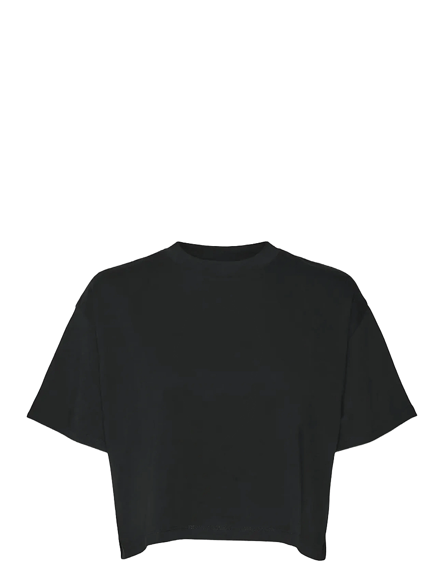 NOISY MAY - NMALENA S/S O-NECK SEMICROP TOP NOOS - crop tops - black - 1