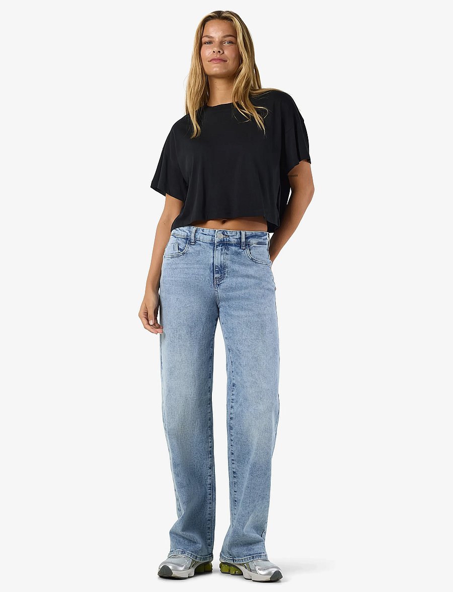 NOISY MAY - NMALENA S/S O-NECK SEMICROP TOP NOOS - crop tops - black - 3