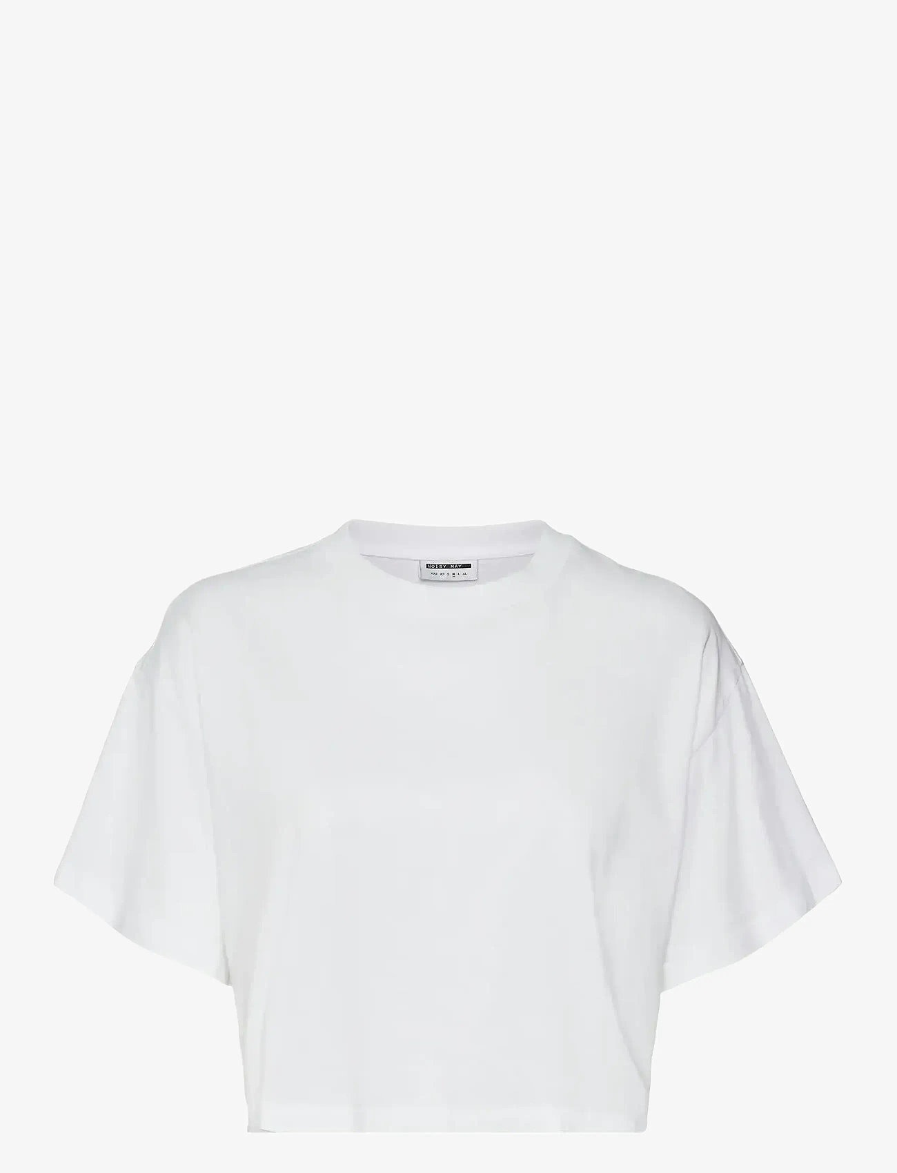 NOISY MAY - NMALENA S/S O-NECK SEMICROP TOP FWD NOOS - crop tops - bright white - 1
