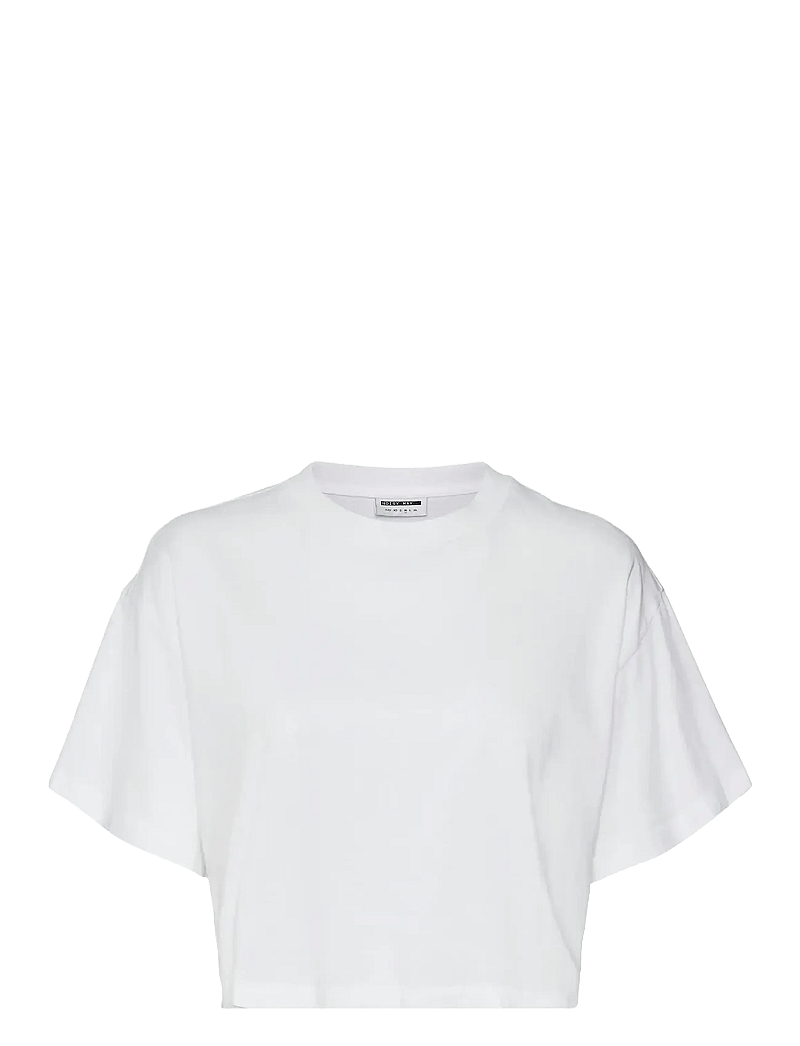 NOISY MAY - NMALENA S/S O-NECK SEMICROP TOP FWD NOOS - crop tops - bright white - 1