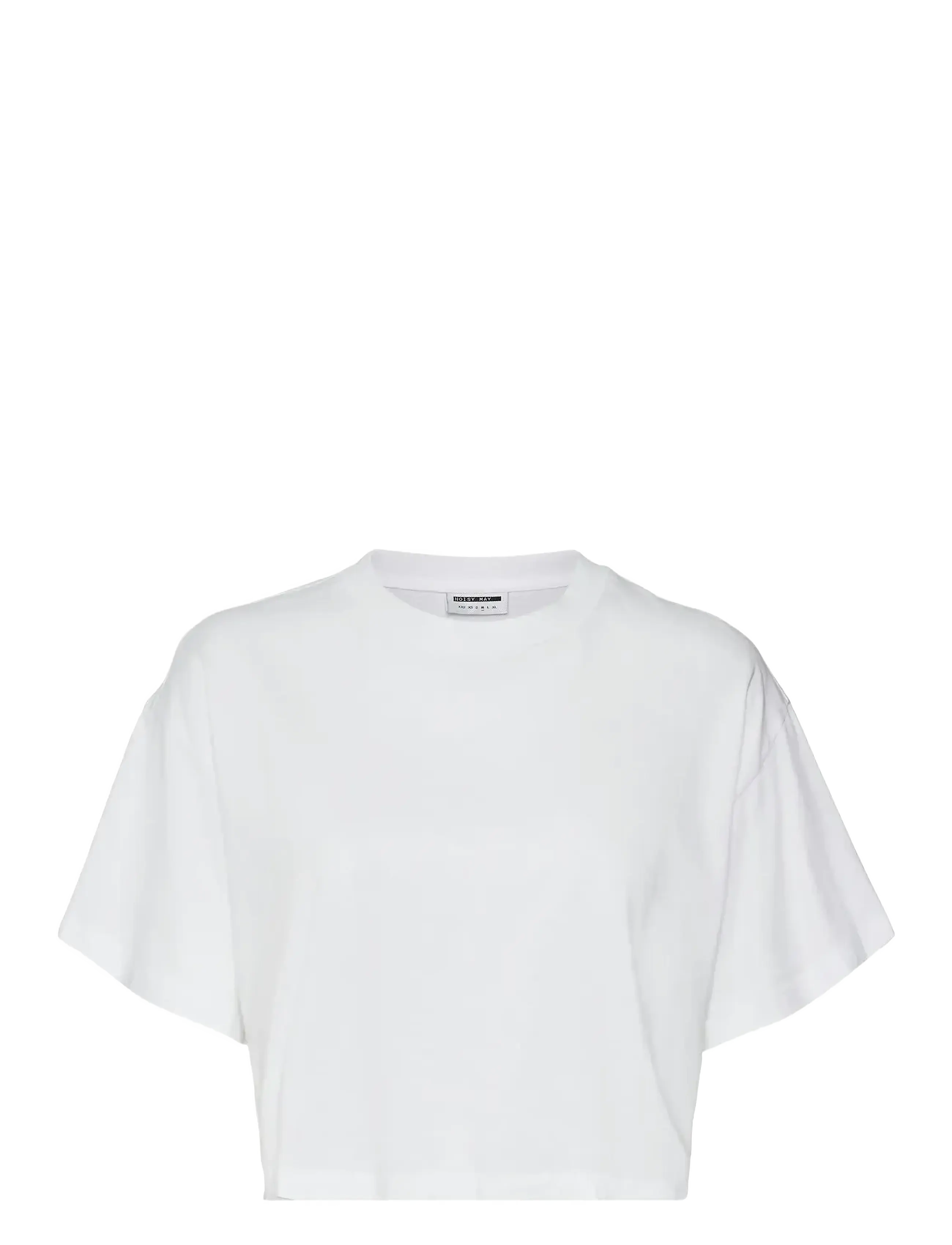 NOISY MAY NMALENA S/S O-NECK SEMICROP TOP NOOS - Tøj - BRIGHT WHITE / white