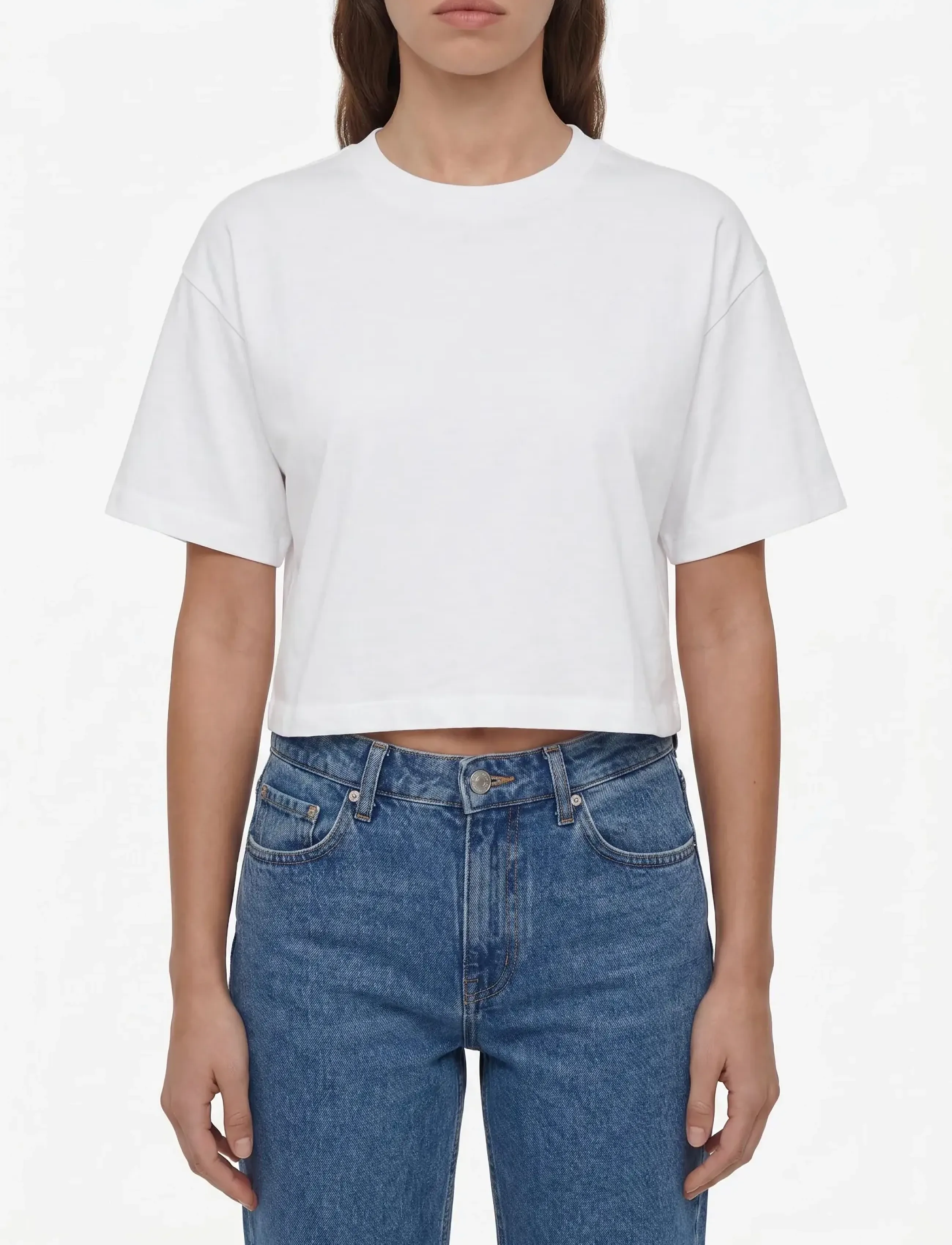 NOISY MAY - NMALENA S/S O-NECK SEMICROP TOP NOOS - hauts courts - bright white - 4