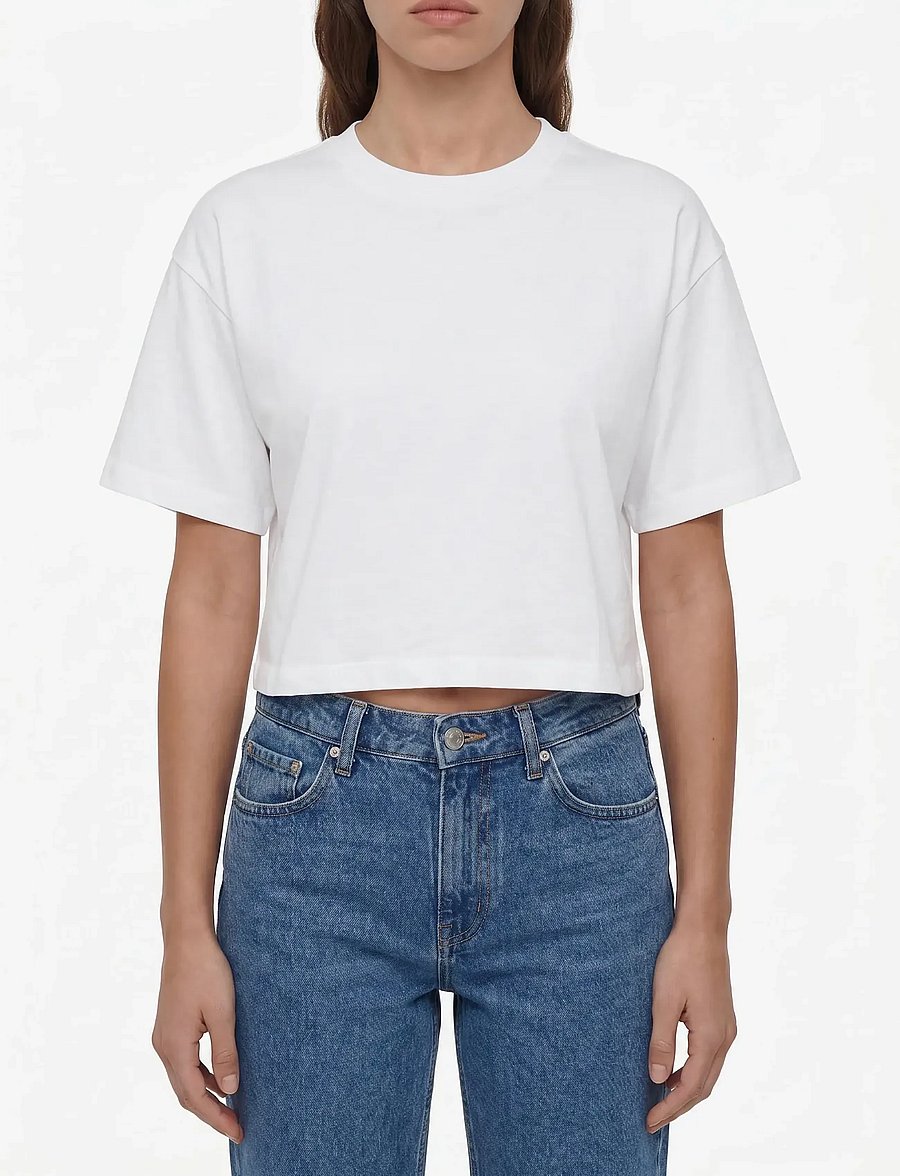 NOISY MAY - NMALENA S/S O-NECK SEMICROP TOP NOOS - crop tops - bright white - 4