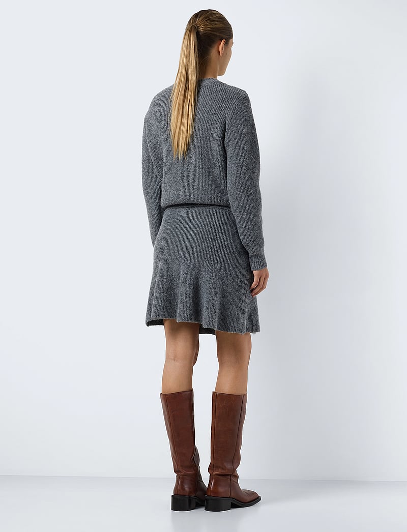 NOISY MAY - NMNOLA KNIT HW SKIRT FWD - strikkede nederdele - medium grey melange - 4