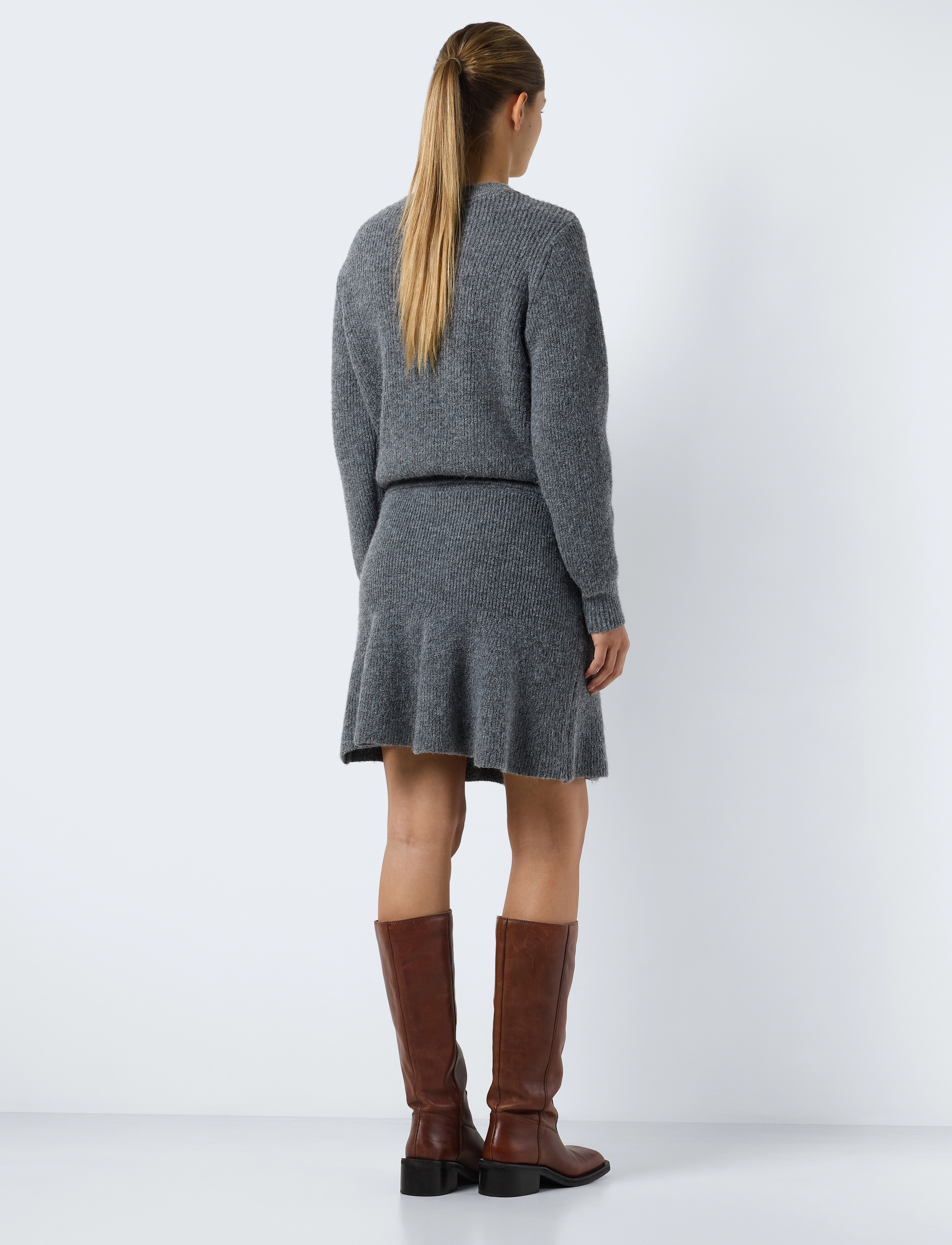 NOISY MAY - NMNOLA KNIT HW SKIRT FWD - strikkede nederdele - medium grey melange - 4