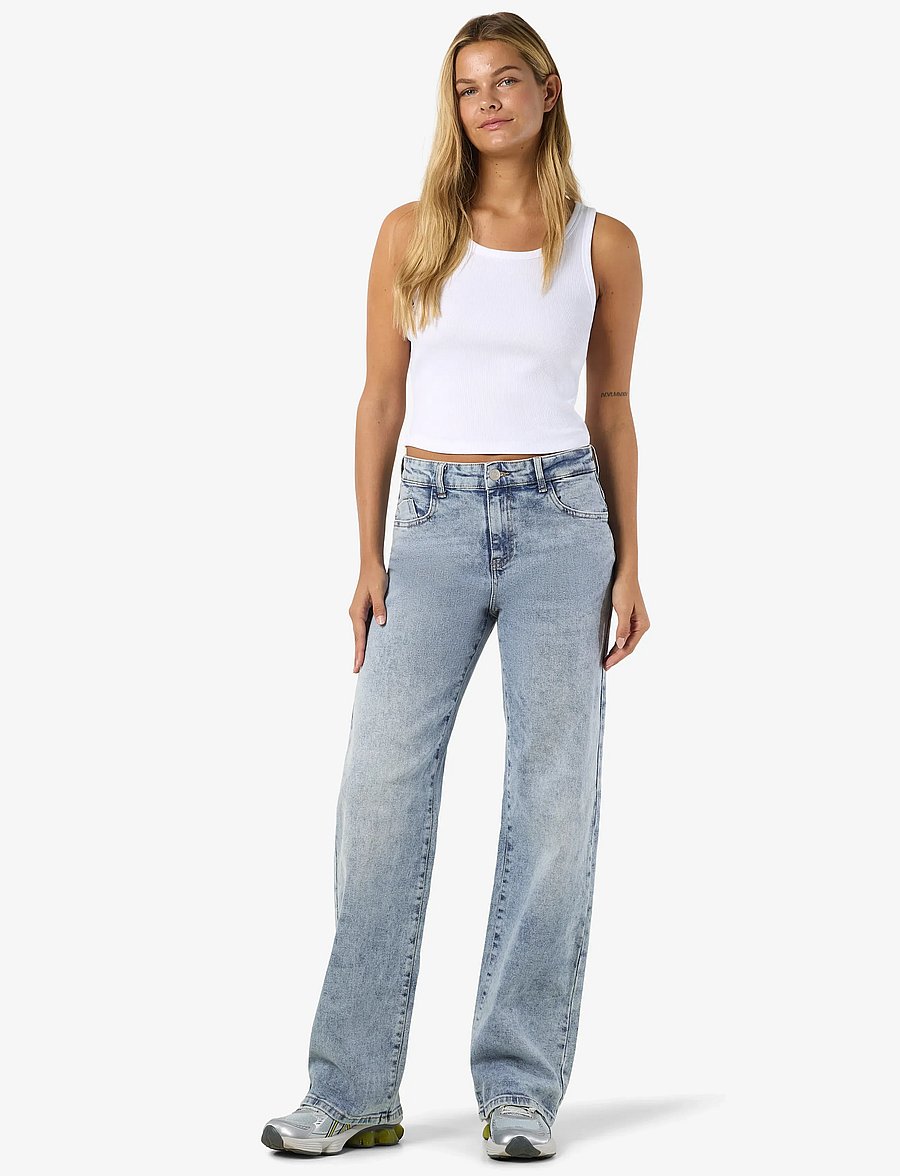 NOISY MAY - NMYOLANDA MW WIDE STR AZ236LB NOOS - brede jeans - light blue denim - 3