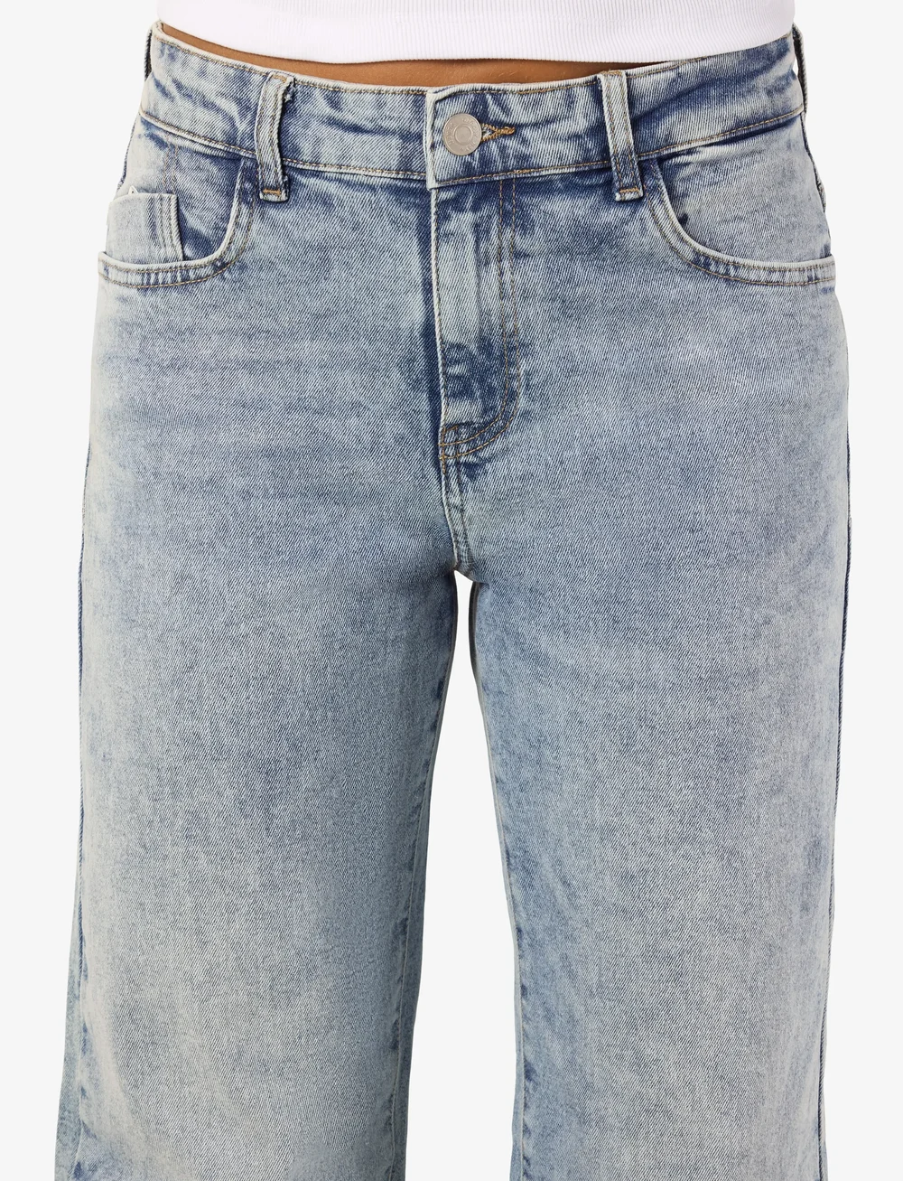 NOISY MAY - NMYOLANDA NW WIDE JEANS AZ236LB FWD NOOS - laia säärega teksad - light blue denim - 5