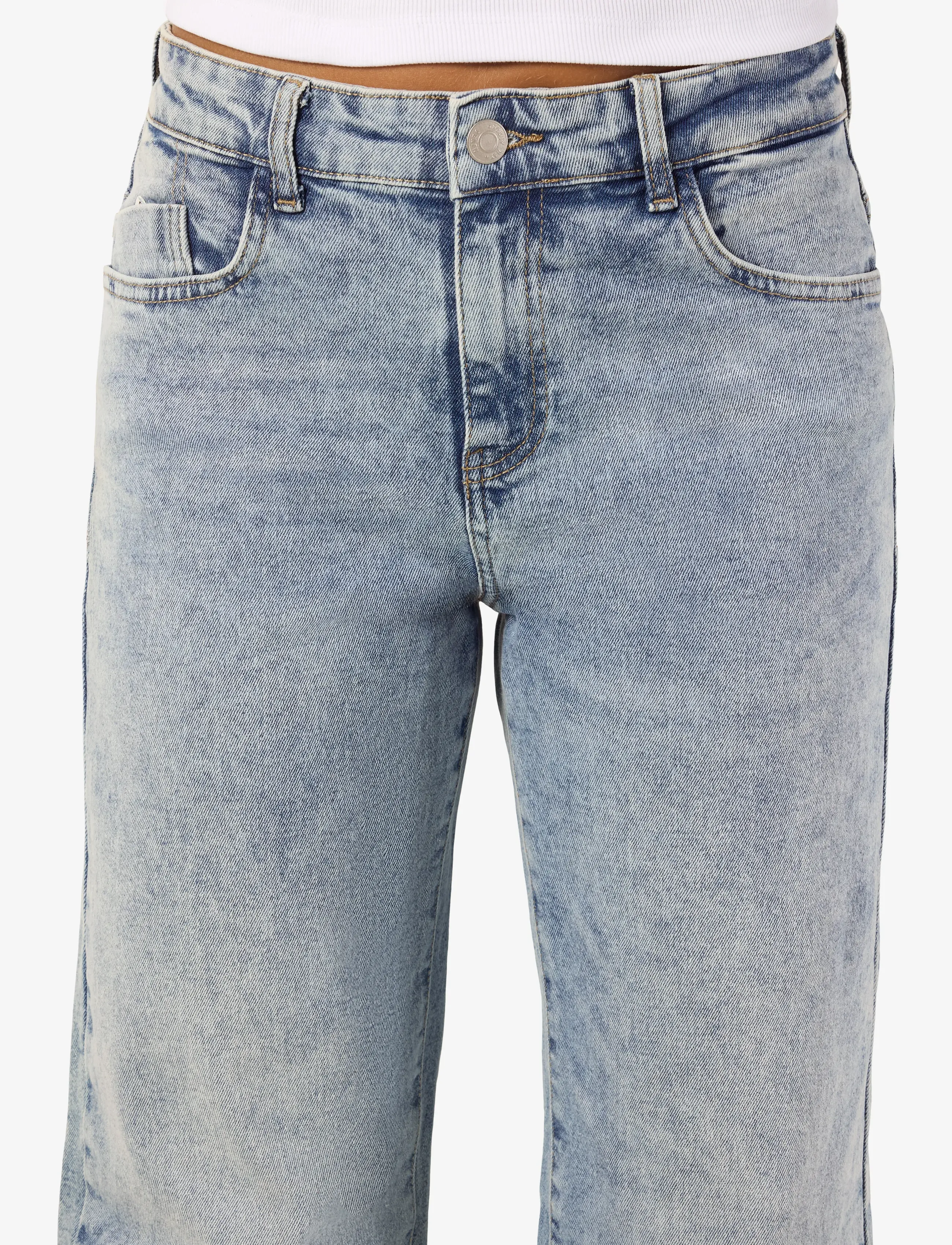 NOISY MAY - NMYOLANDA MW WIDE STR AZ236LB NOOS - hosen mit weitem bein - light blue denim - 5