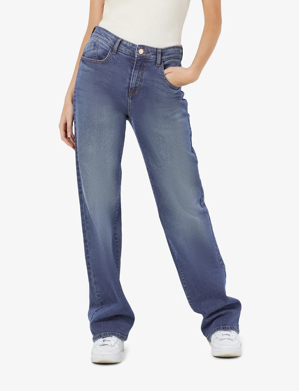 NOISY MAY - NMYOLANDA NW WIDE JEANS AZ308MB FWD NOOS - vide jeans - medium blue denim - 0