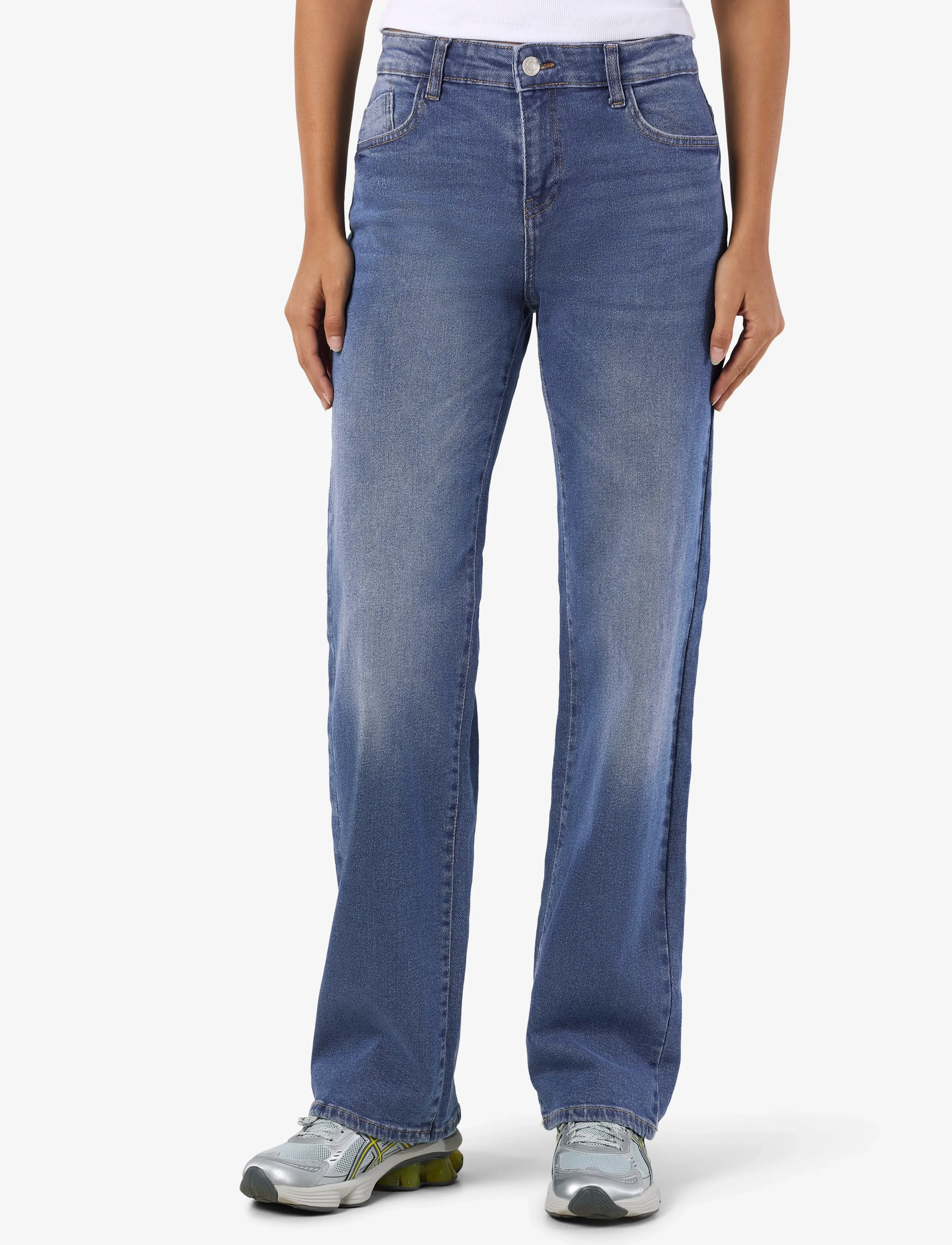NOISY MAY NMYOLANDA NW WIDE JEANS AZ308MB FWD NOOS - Transitional Layering - MEDIUM BLUE DENIM / blue