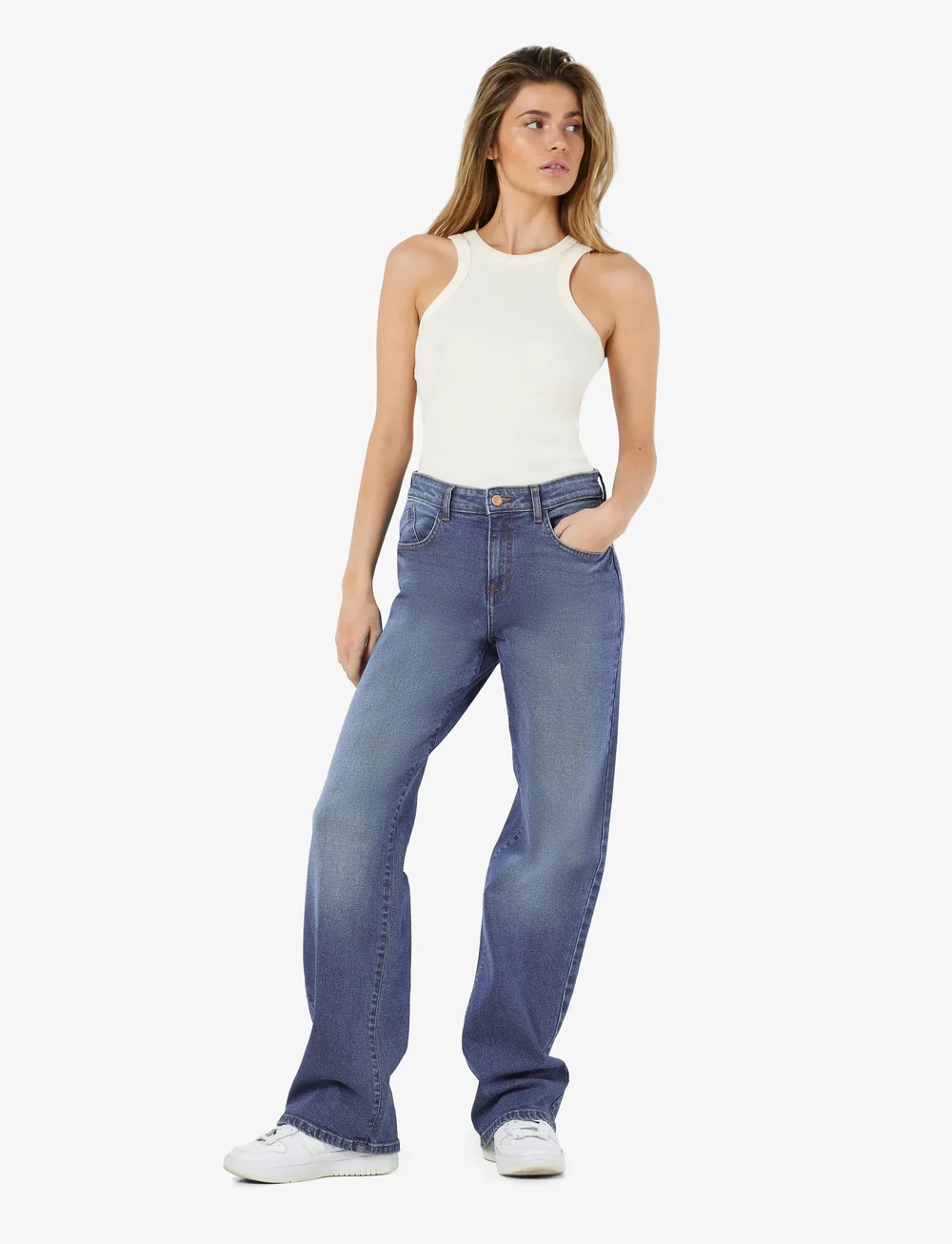 NOISY MAY - NMYOLANDA NW WIDE JEANS AZ308MB FWD NOOS - vide jeans - medium blue denim - 3
