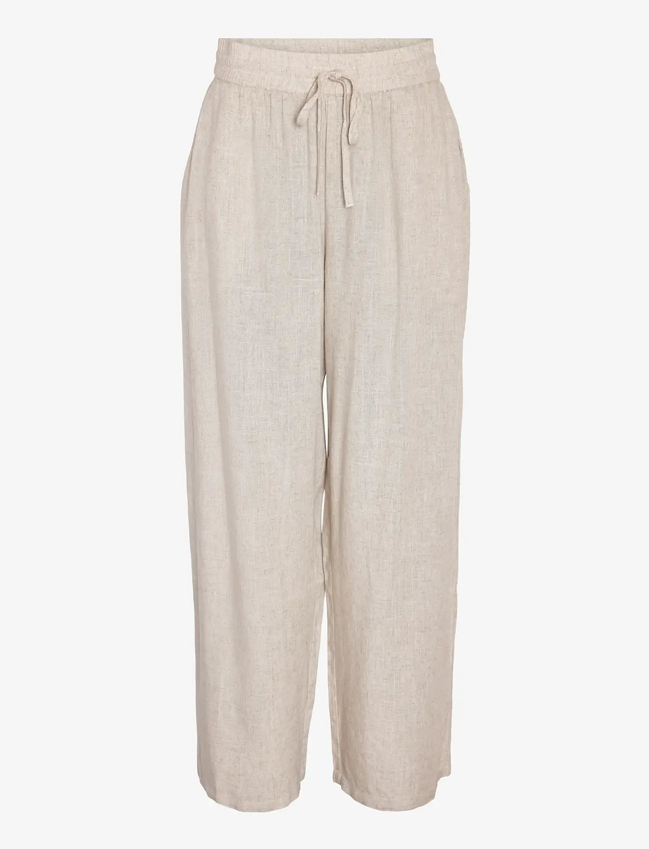 NOISY MAY - NMLEILANI NW LOOSE PANTS WVN NOOS - linen trousers - natural - 1