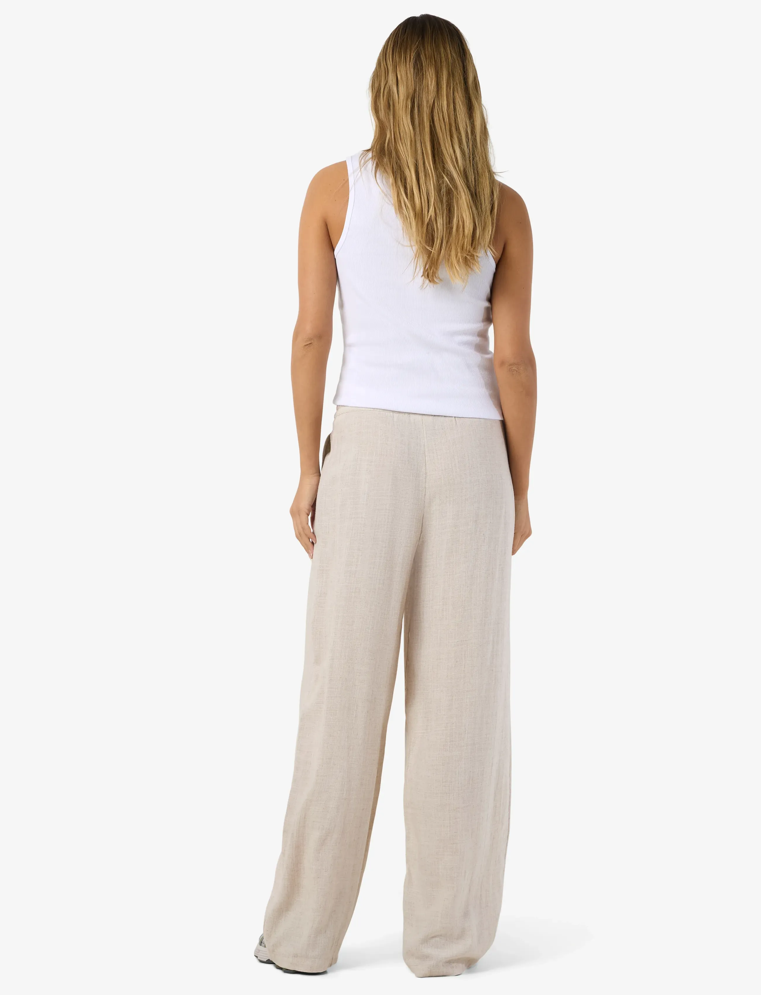 NOISY MAY - NMLEILANI NW LOOSE PANTS WVN NOOS - hørbukser - natural - 3
