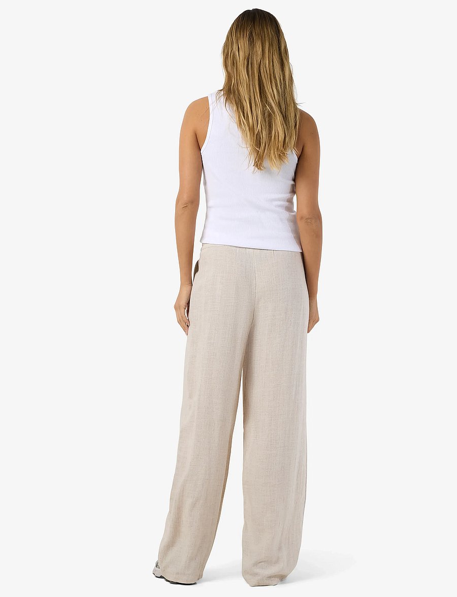 NOISY MAY - NMLEILANI NW LOOSE PANTS WVN NOOS - linnebyxor - natural - 3