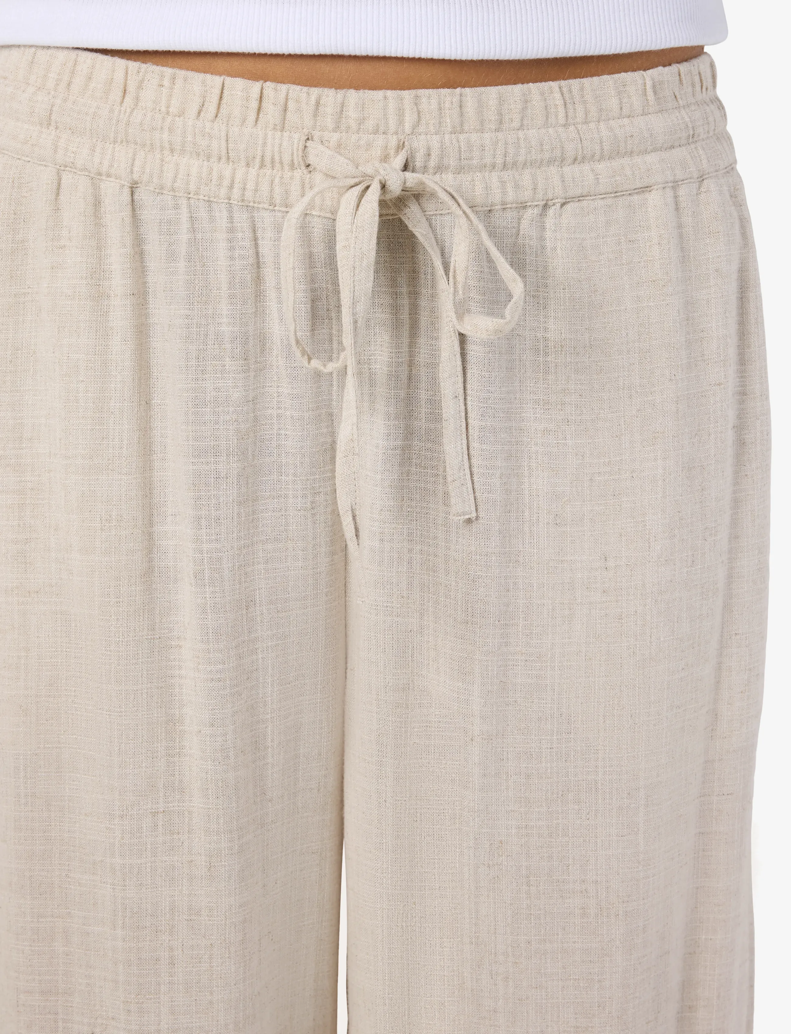 NOISY MAY - NMLEILANI NW LOOSE PANTS WVN NOOS - hørbukser - natural - 4