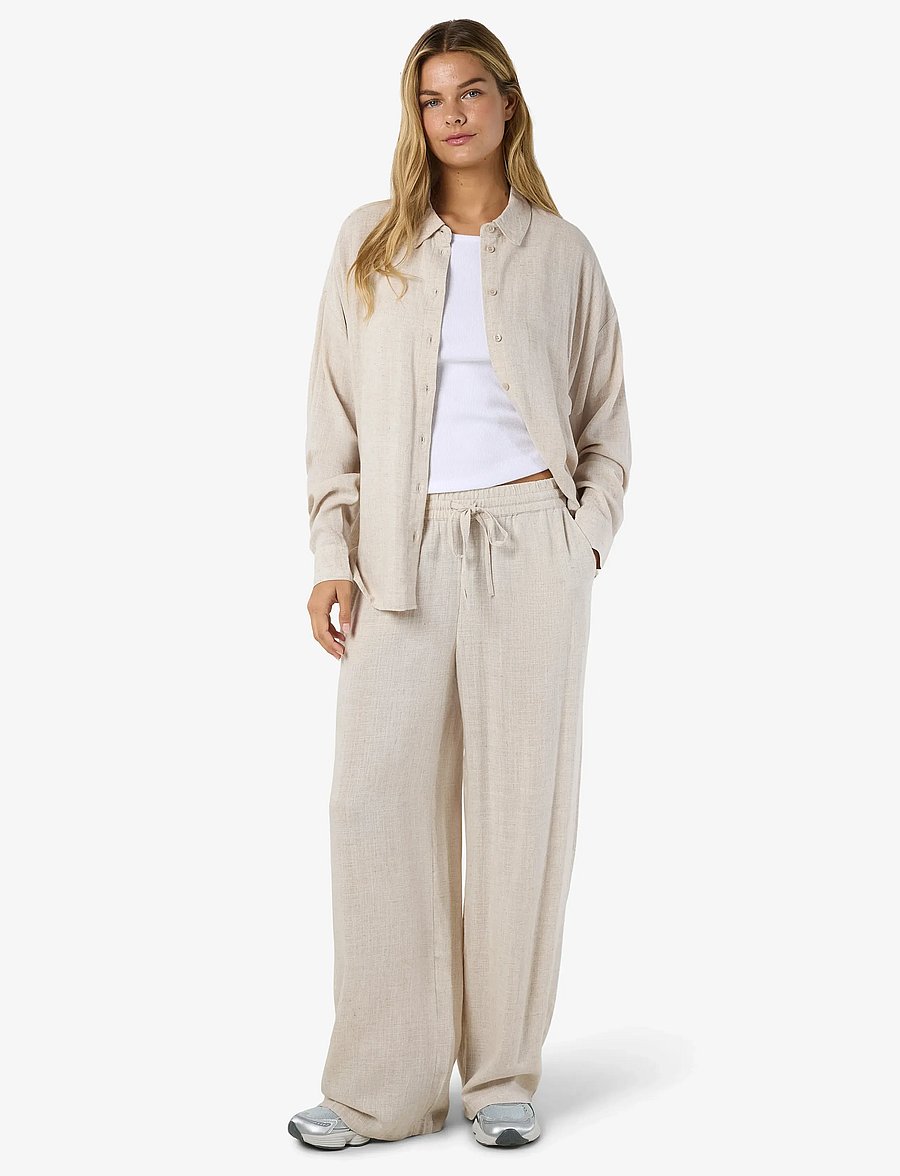NOISY MAY - NMLEILANI NW LOOSE PANTS WVN NOOS - linnebyxor - natural - 5