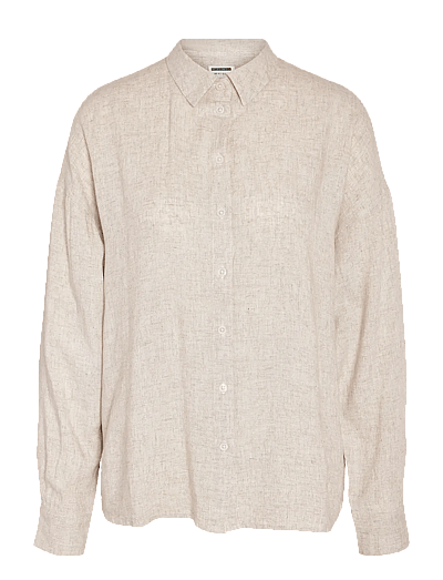 NOISY MAY NMLEILANI L/S LOOSE SHIRT WVN NOOS - Pikkade varrukatega särgid - NATURAL / beige