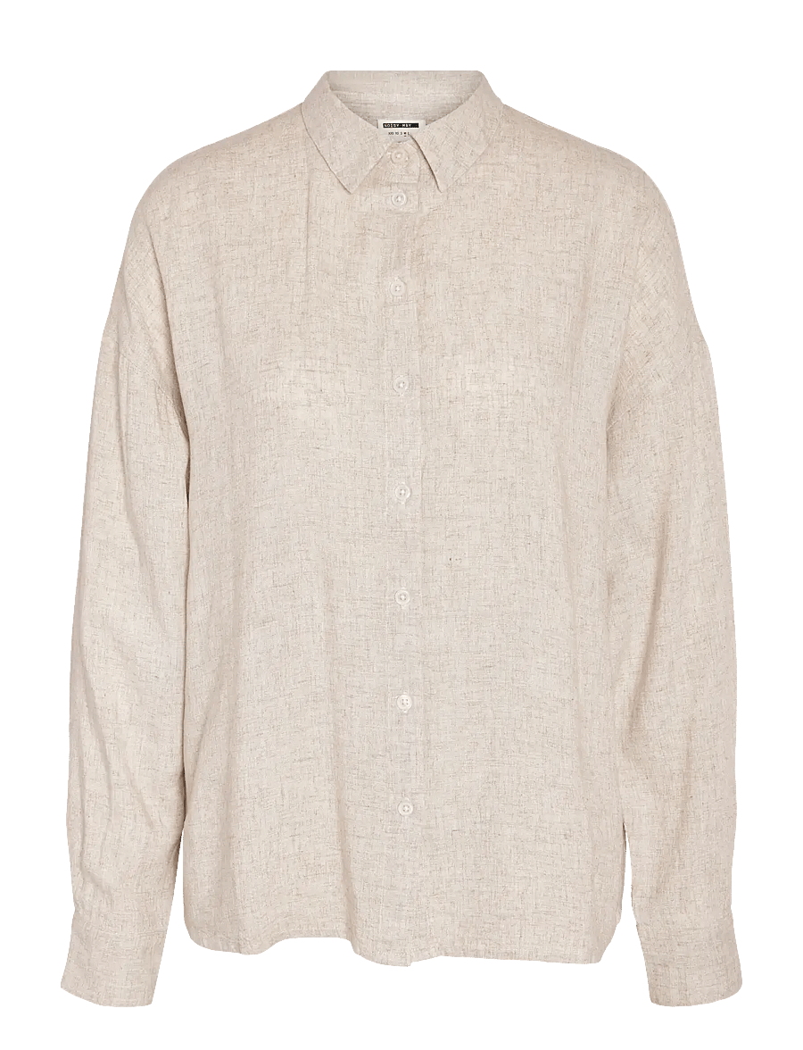 NOISY MAY - NMLEILANI L/S LOOSE SHIRT WVN NOOS - langärmlige hemden - natural - 1