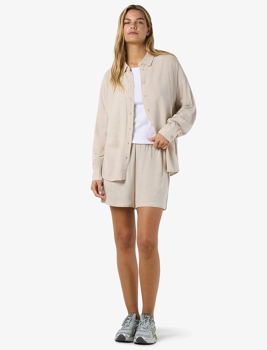 NOISY MAY - NMLEILANI L/S LOOSE SHIRT WVN NOOS - langärmlige hemden - natural - 2
