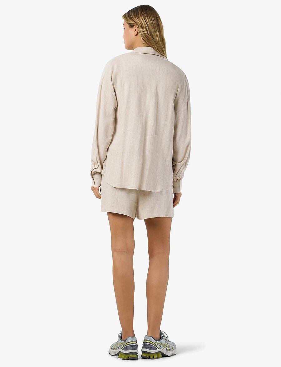 NOISY MAY - NMLEILANI L/S LOOSE SHIRT WVN NOOS - langärmlige hemden - natural - 3