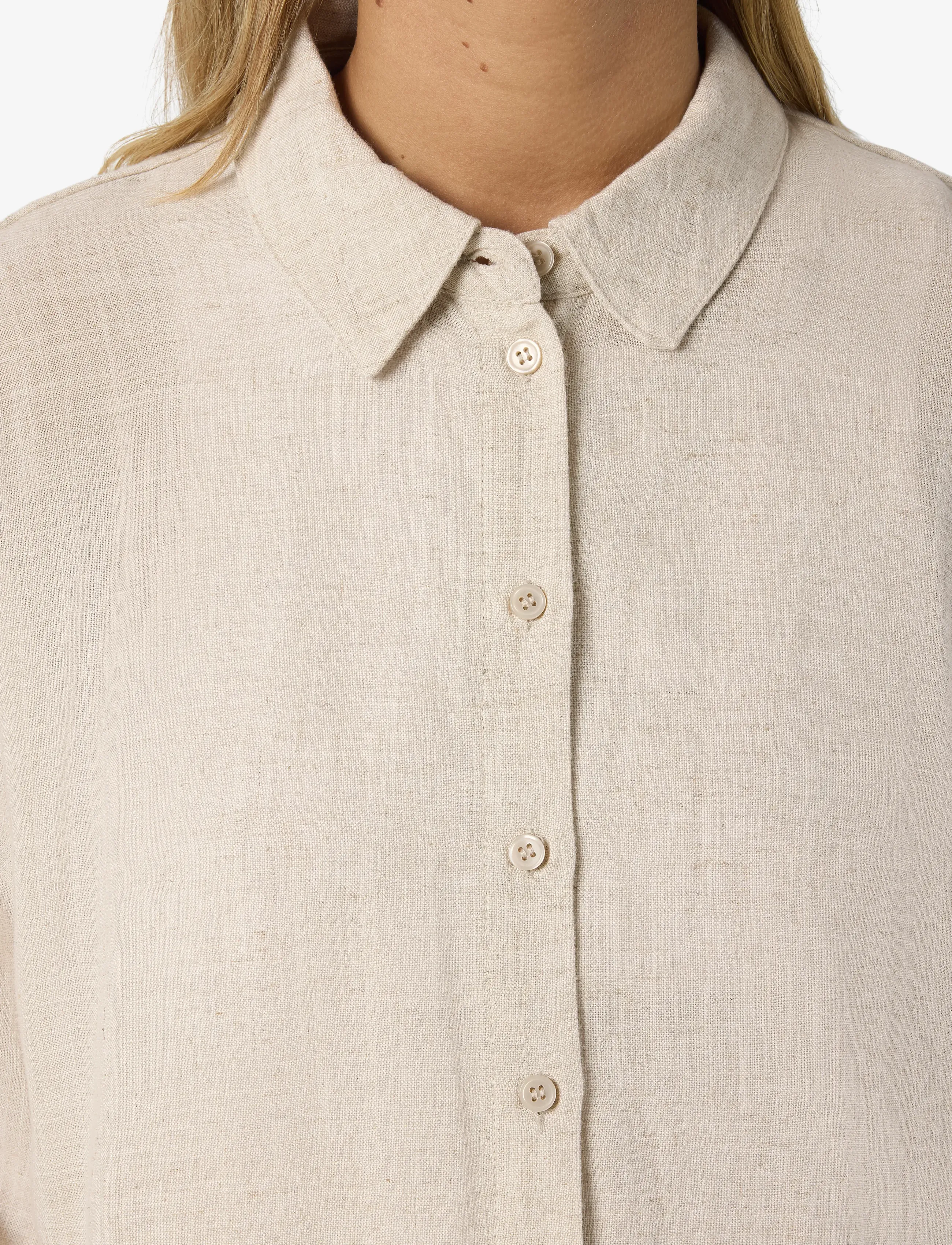 NOISY MAY - NMLEILANI L/S LOOSE SHIRT WVN NOOS - langermede skjorter - natural - 4