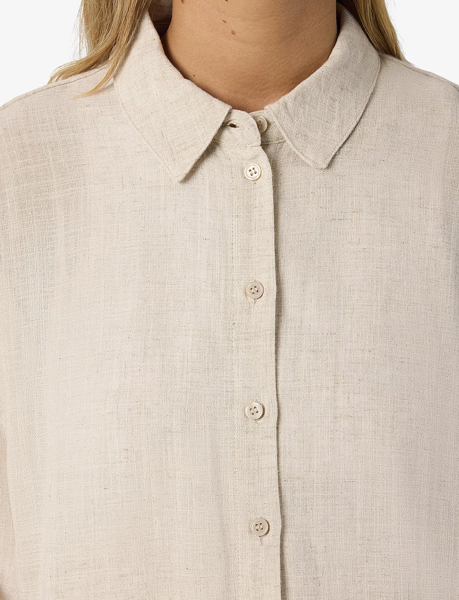 NOISY MAY - NMLEILANI L/S LOOSE SHIRT WVN NOOS - langärmlige hemden - natural - 4