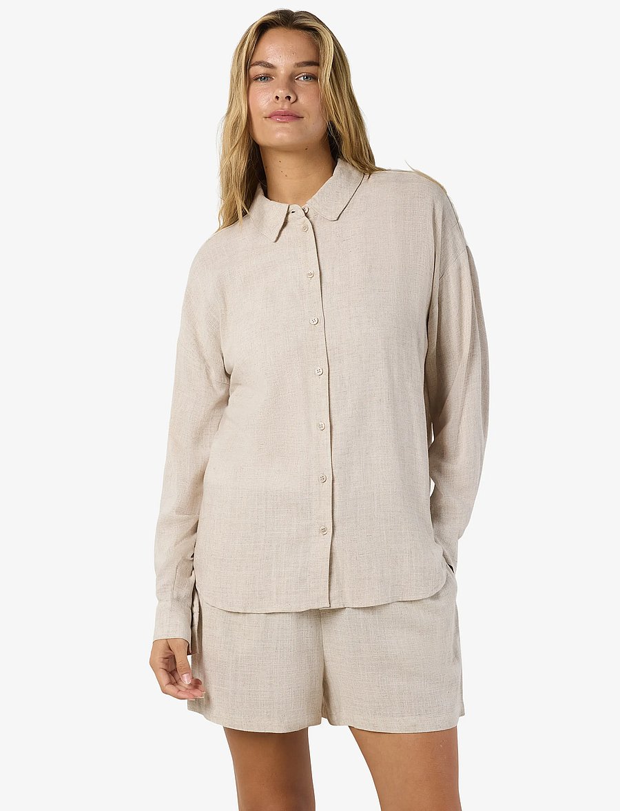 NOISY MAY - NMLEILANI L/S LOOSE SHIRT WVN NOOS - langärmlige hemden - natural - 5