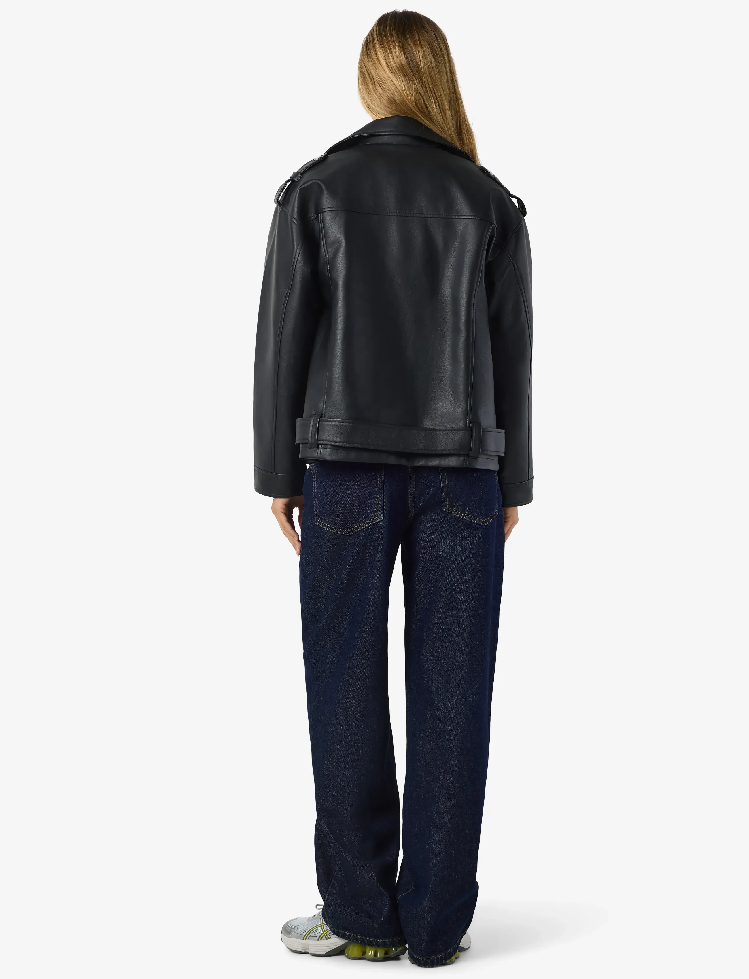 NOISY MAY Nmpaulina Oversize Biker Jacket Noos, S, Jackets, Schwarz - Leather, Frauen