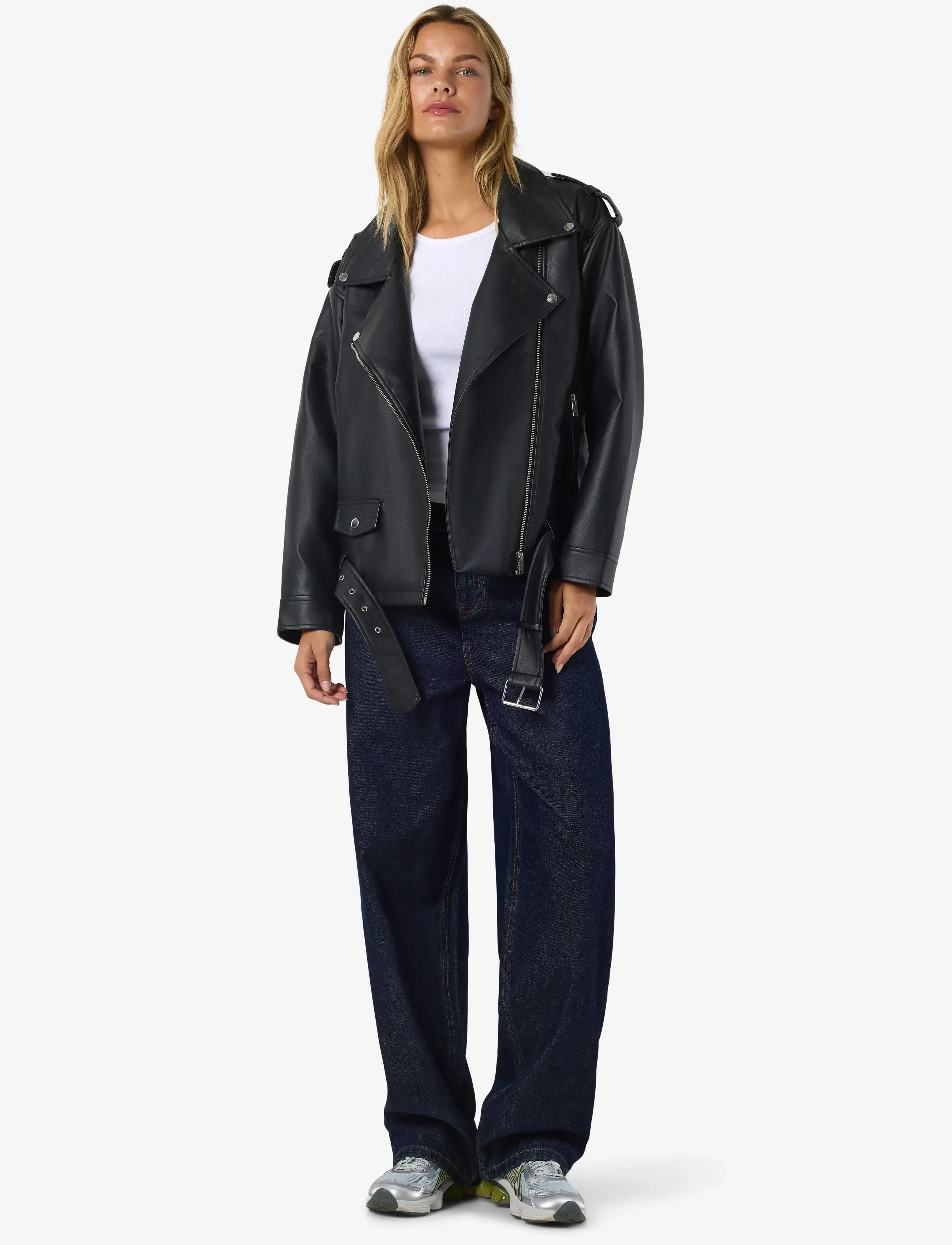 NOISY MAY NMPAULINA OVERSIZE BIKER JACKET NOOS - Kleidung - BLACK / black