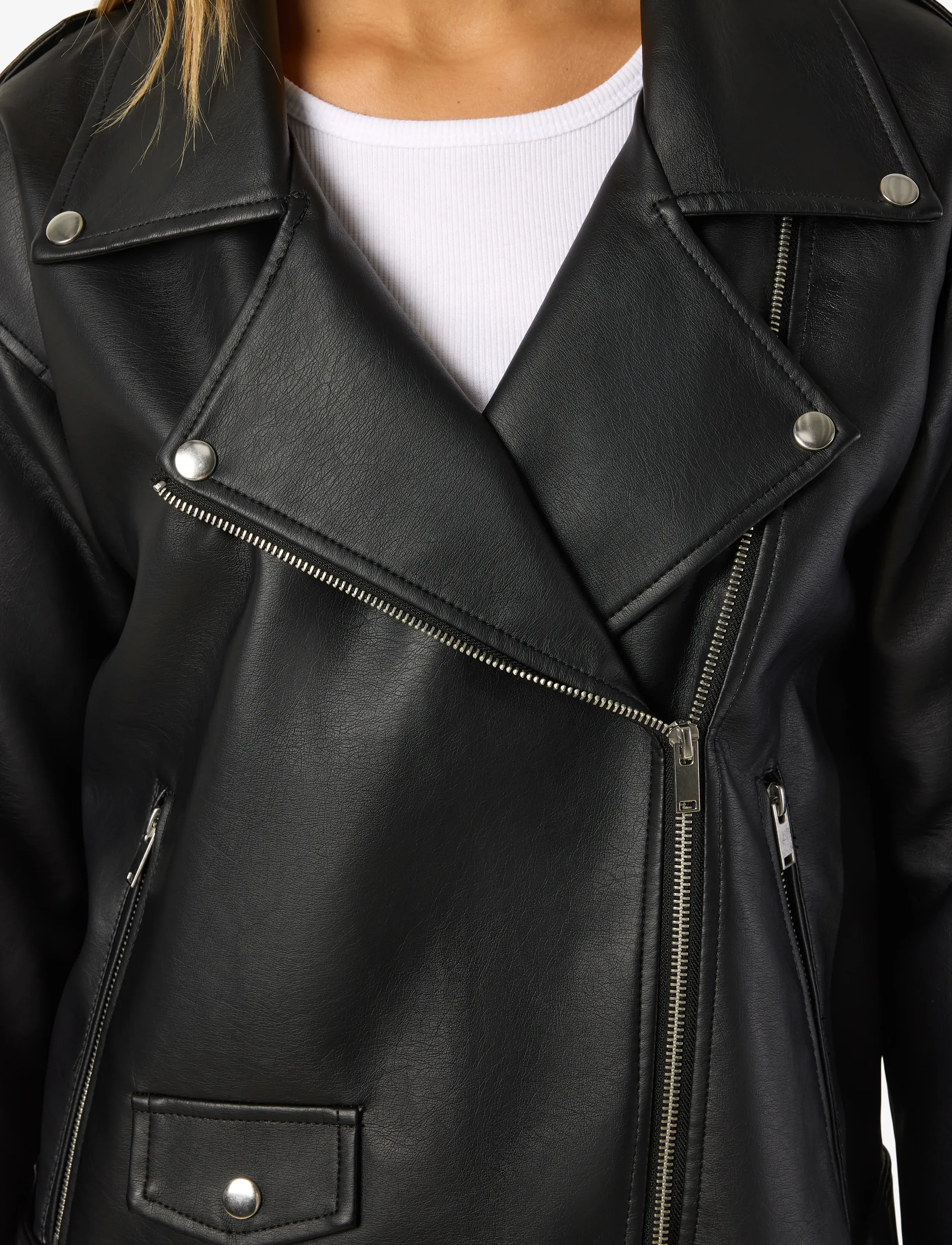 NOISY MAY - NMPAULINA OVERSIZE BIKER JACKET NOOS - spring jackets - black - 5